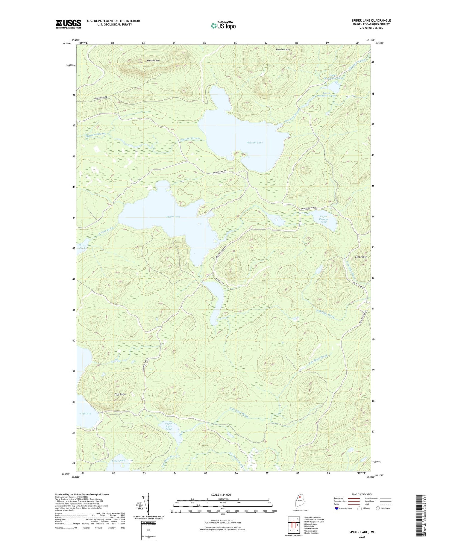 Spider Lake Maine US Topo Map Image