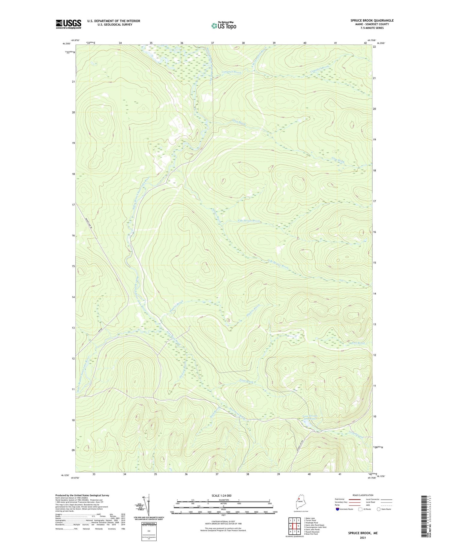Spruce Brook Maine US Topo Map Image