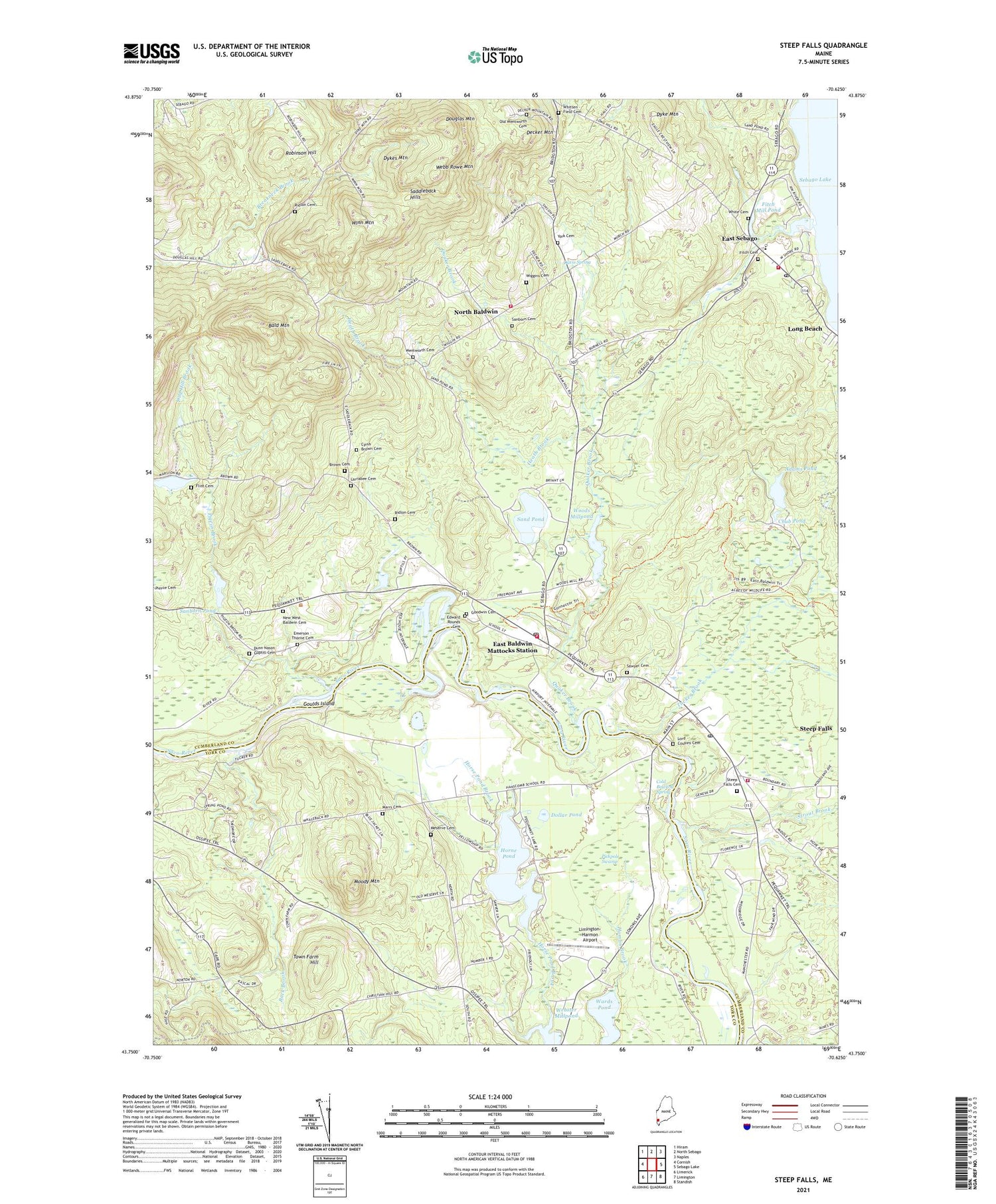 Steep Falls Maine US Topo Map Image