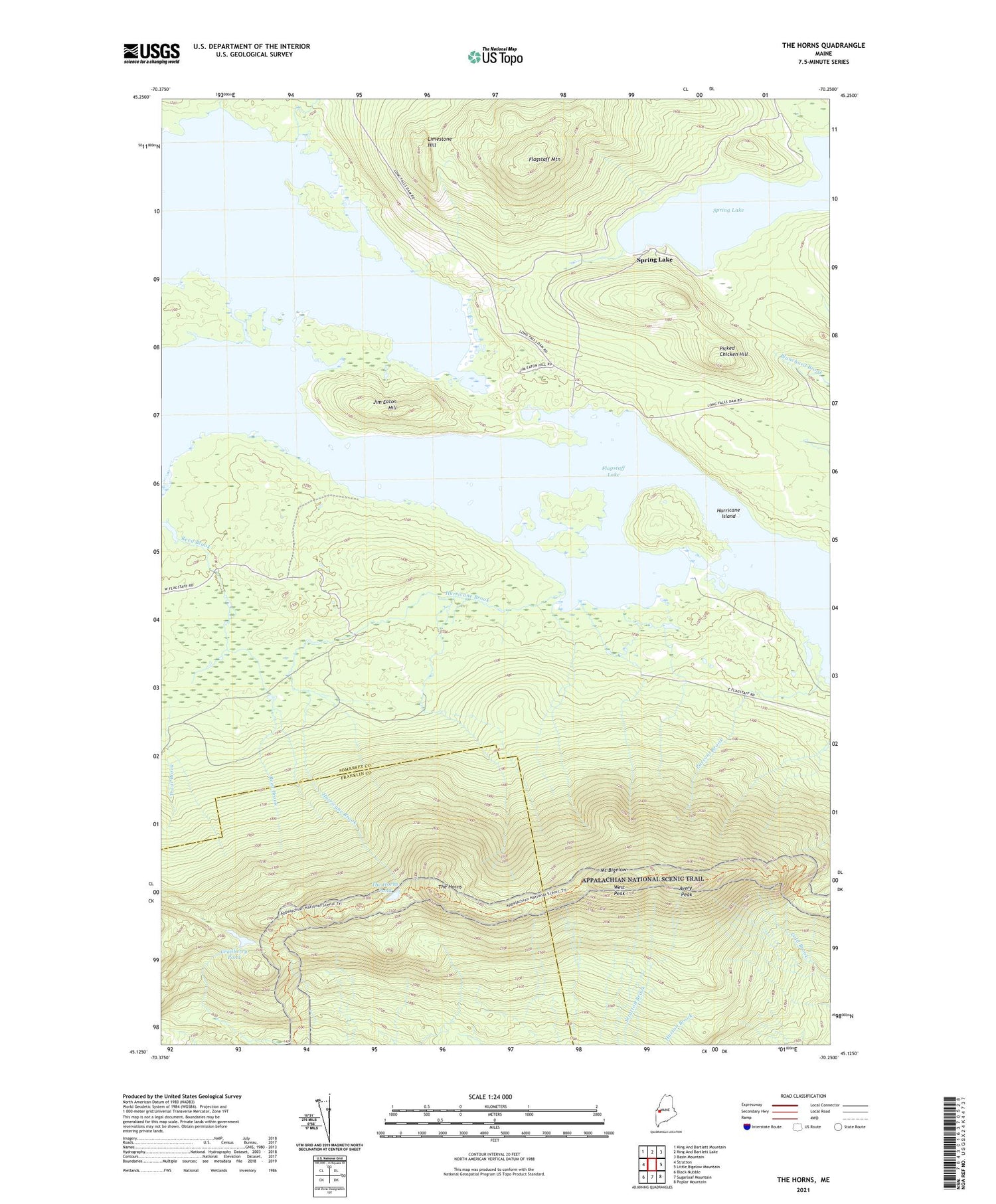 The Horns Maine US Topo Map Image