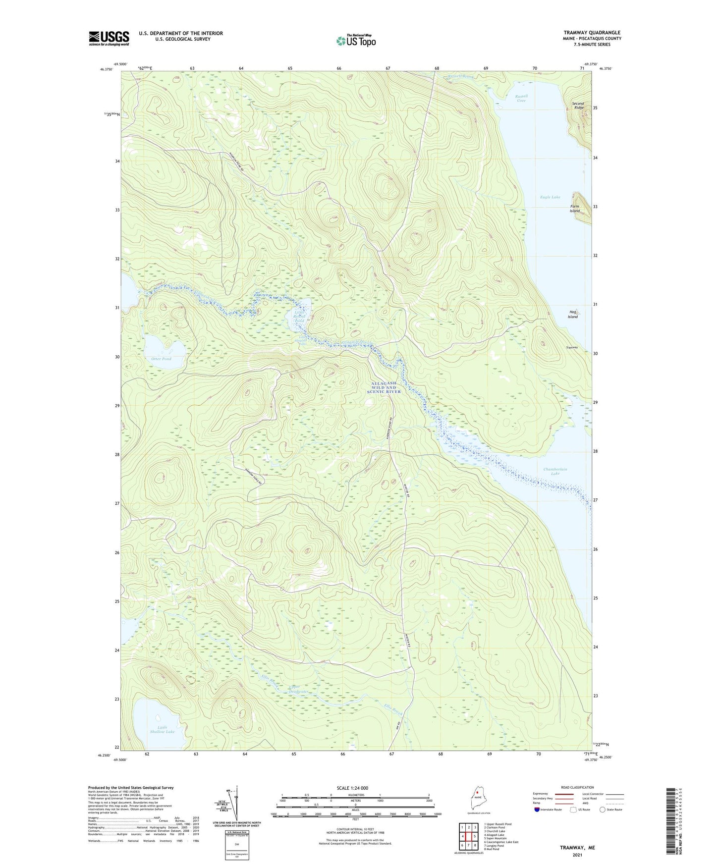 Tramway Maine US Topo Map Image