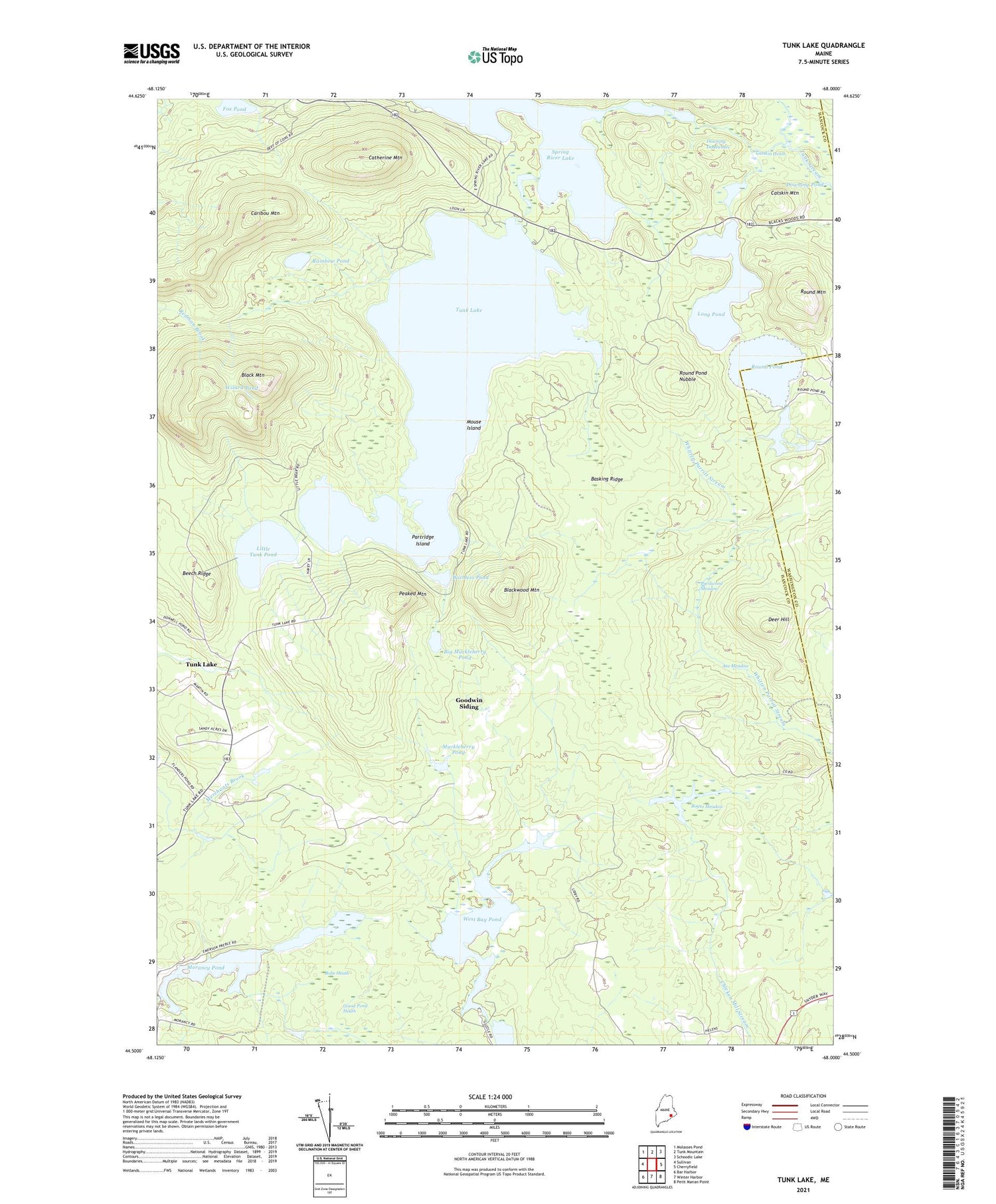 Tunk Lake Maine US Topo Map Image