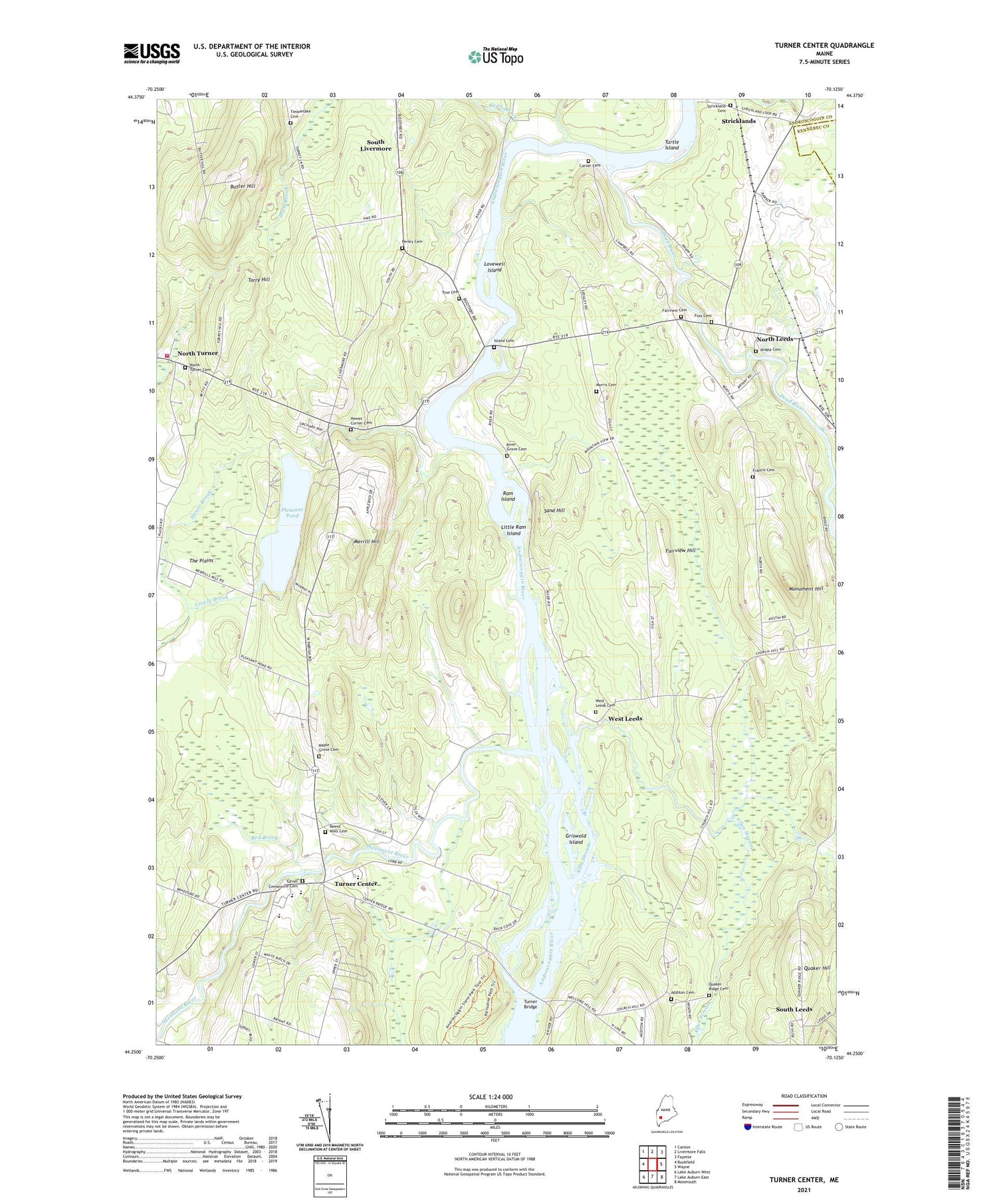 Turner Center Maine US Topo Map Image