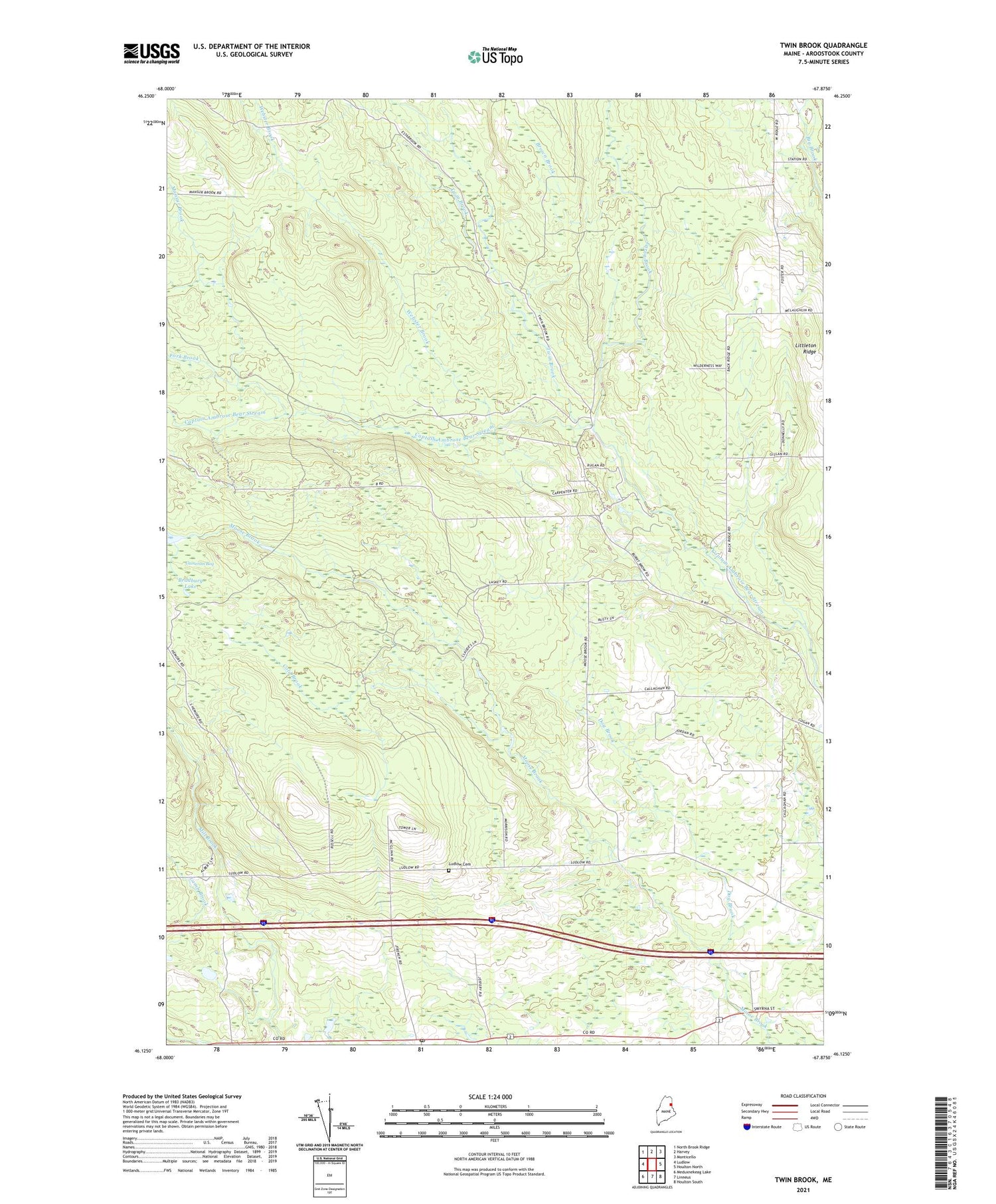 Twin Brook Maine US Topo Map Image