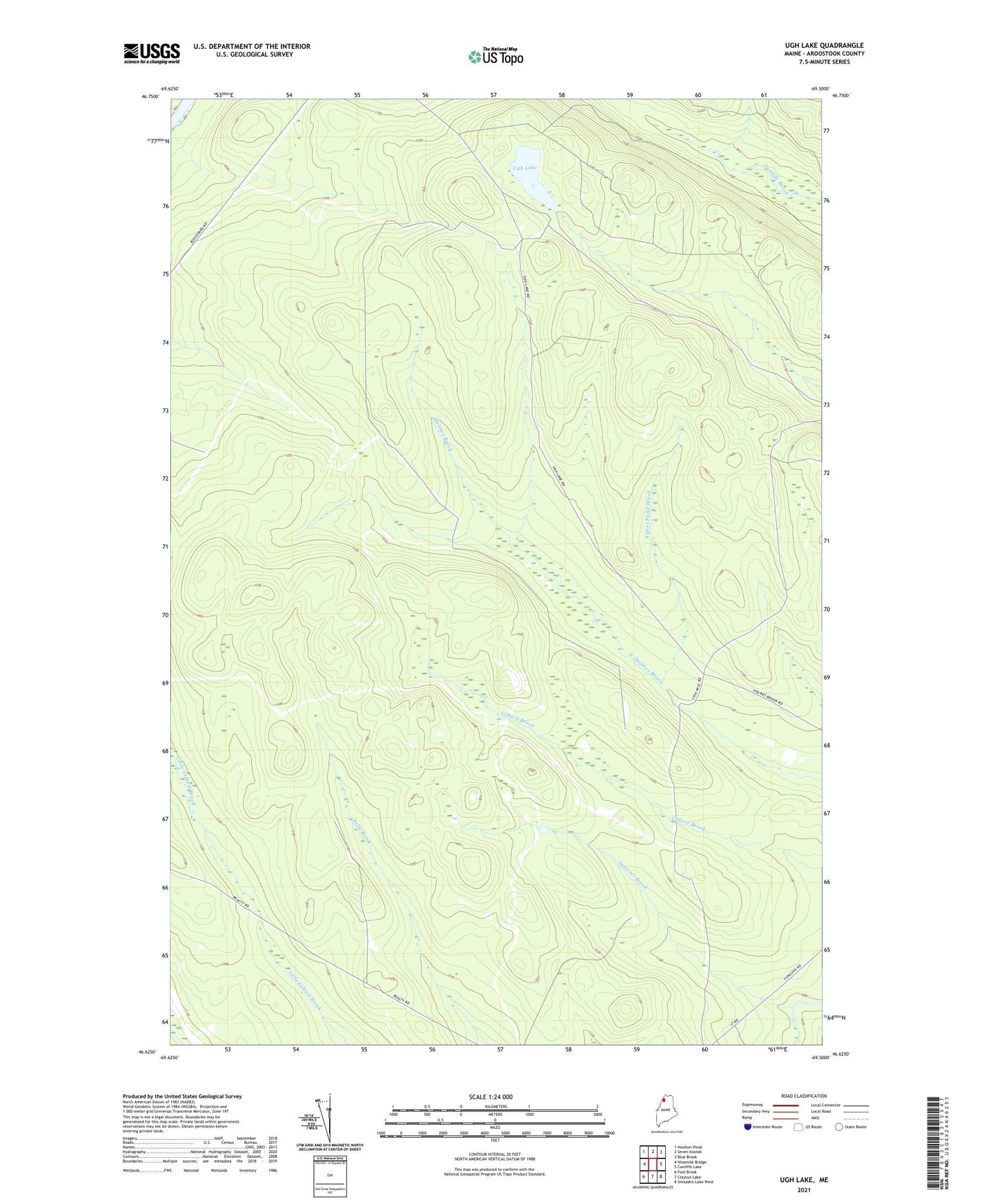 Ugh Lake Maine US Topo Map Image