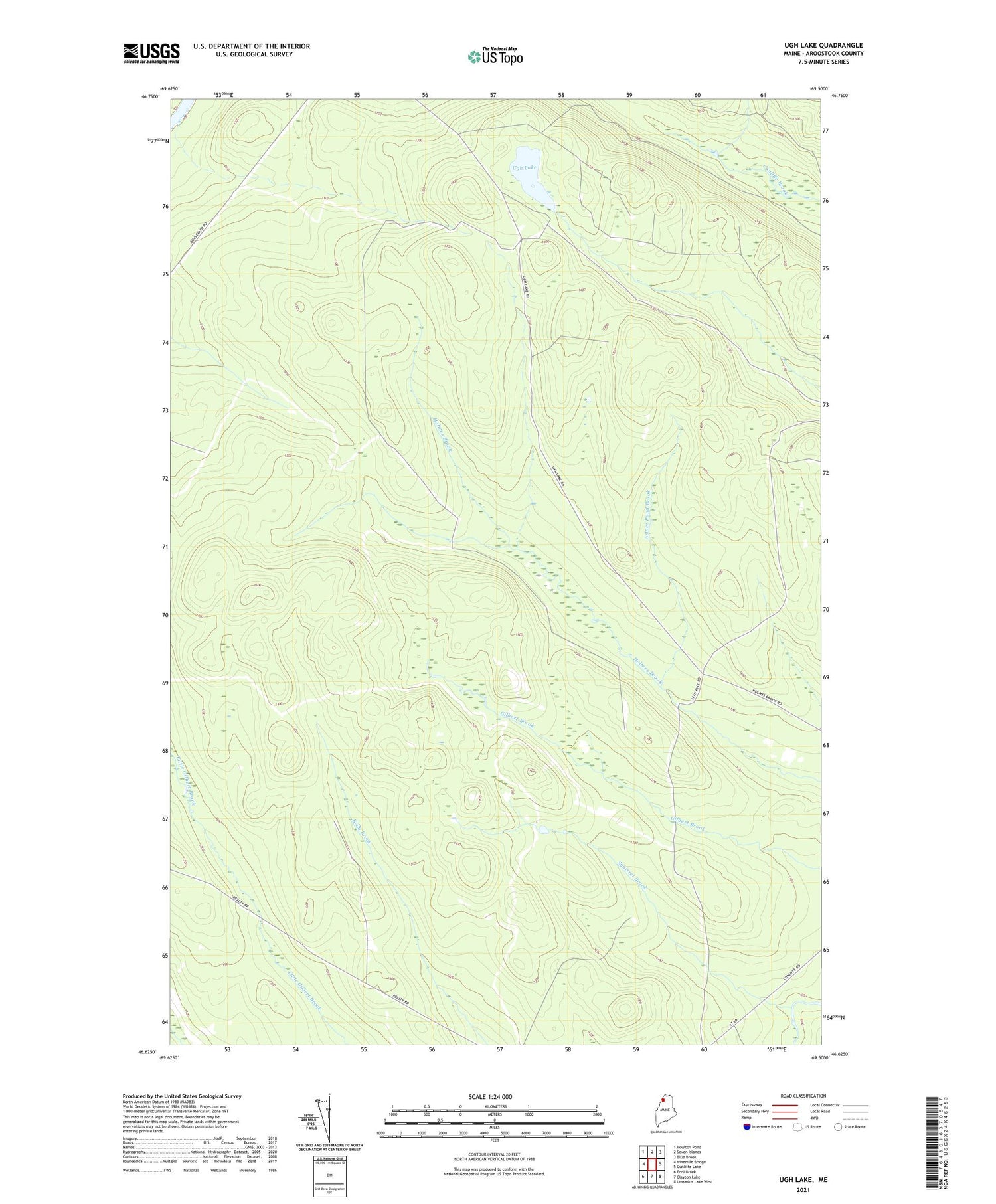 Ugh Lake Maine US Topo Map Image
