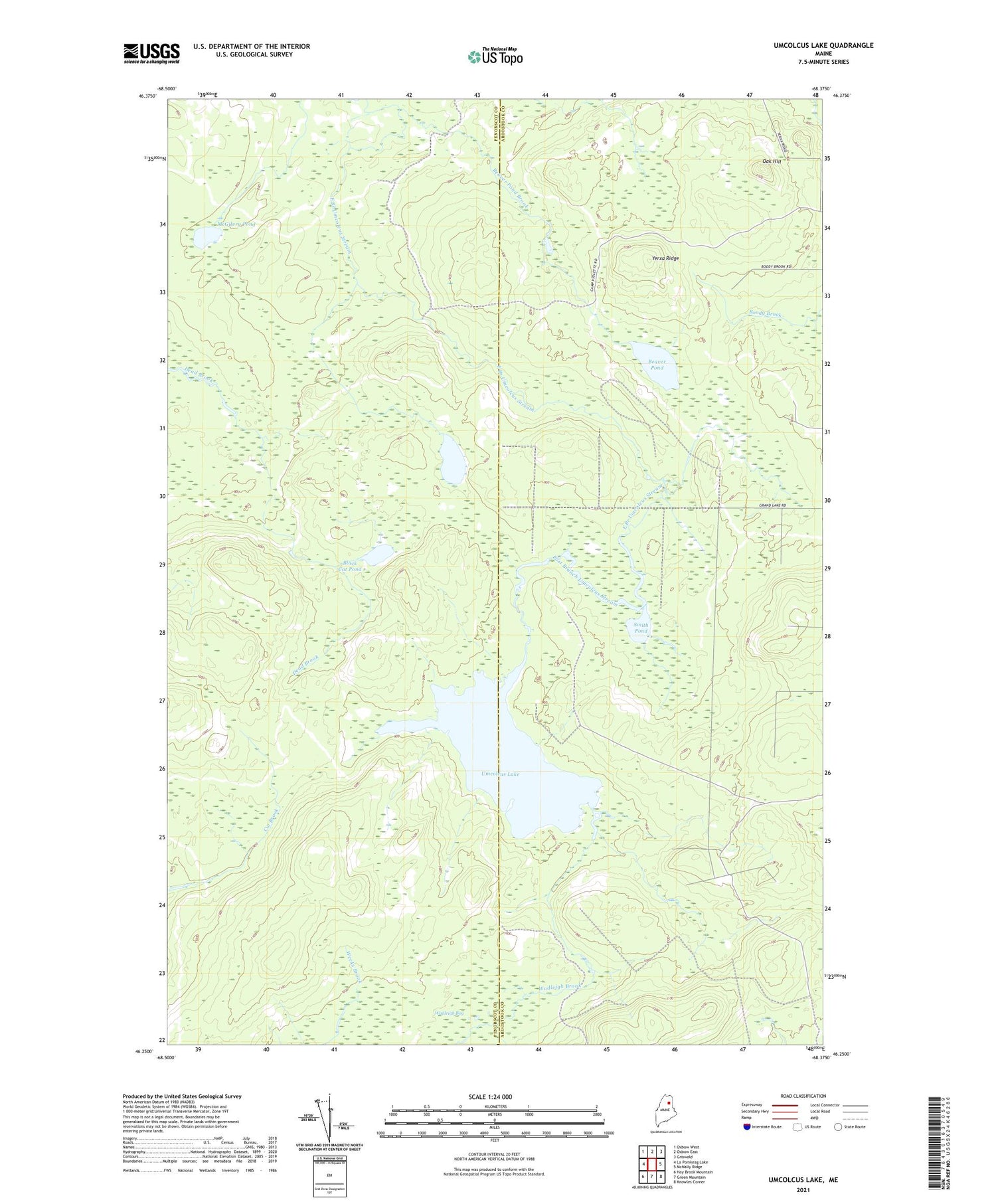Umcolcus Lake Maine US Topo Map Image