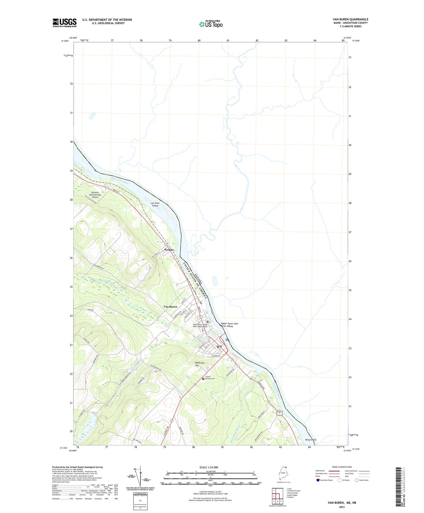 Van Buren Maine US Topo Map Image