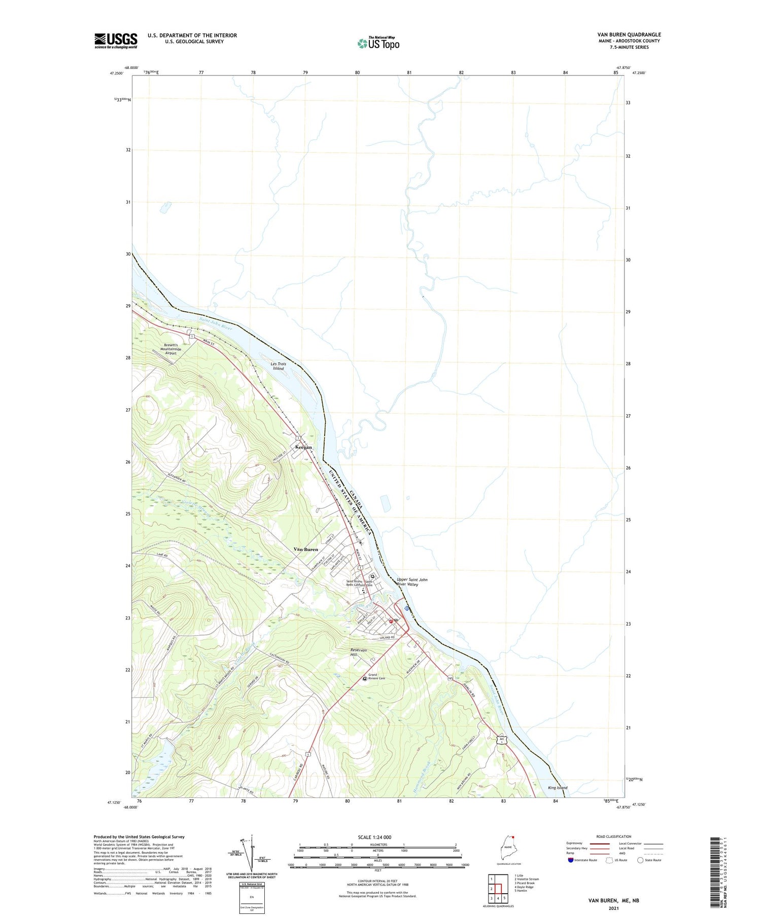 Van Buren Maine US Topo Map Image
