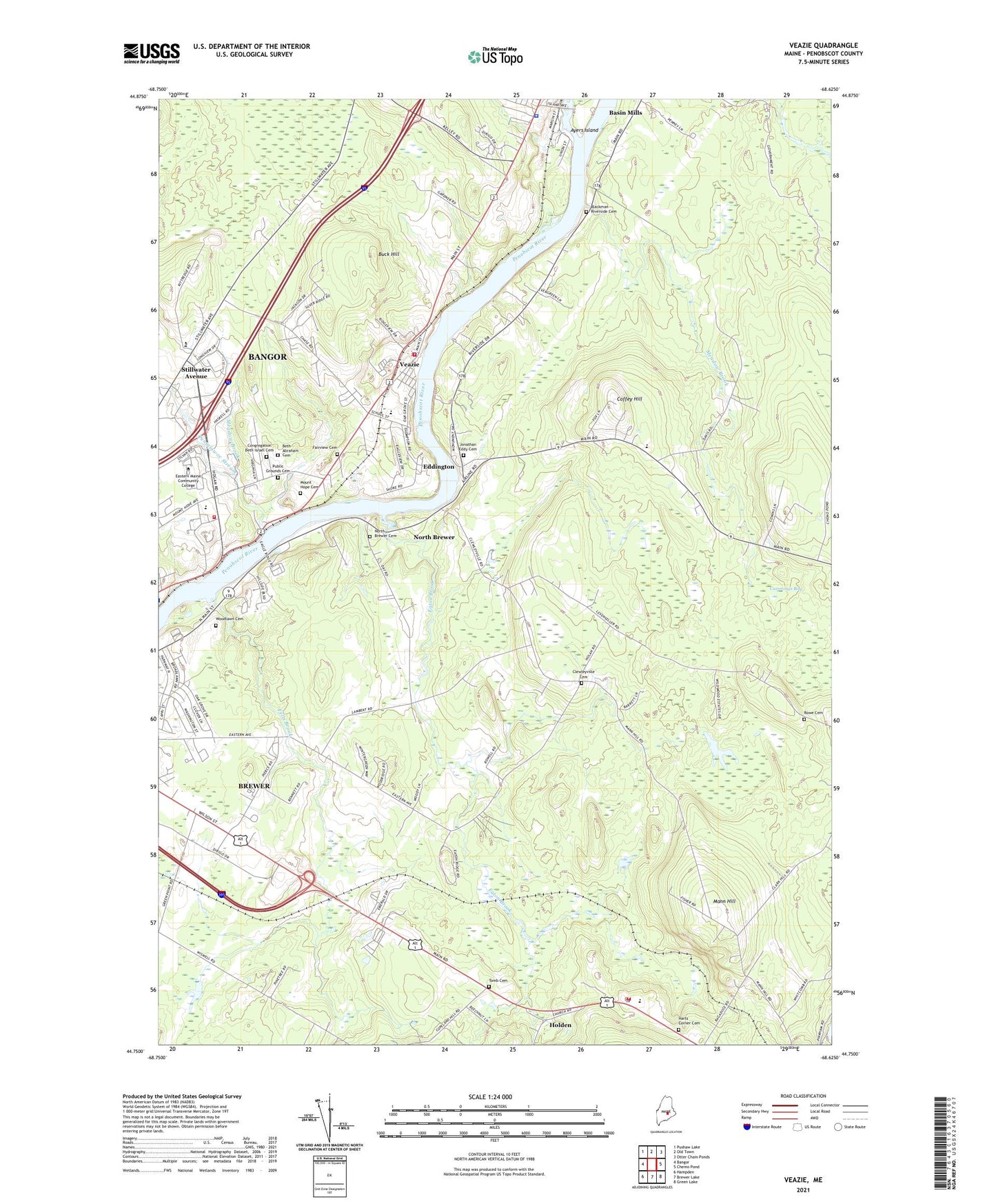 Veazie Maine US Topo Map Image