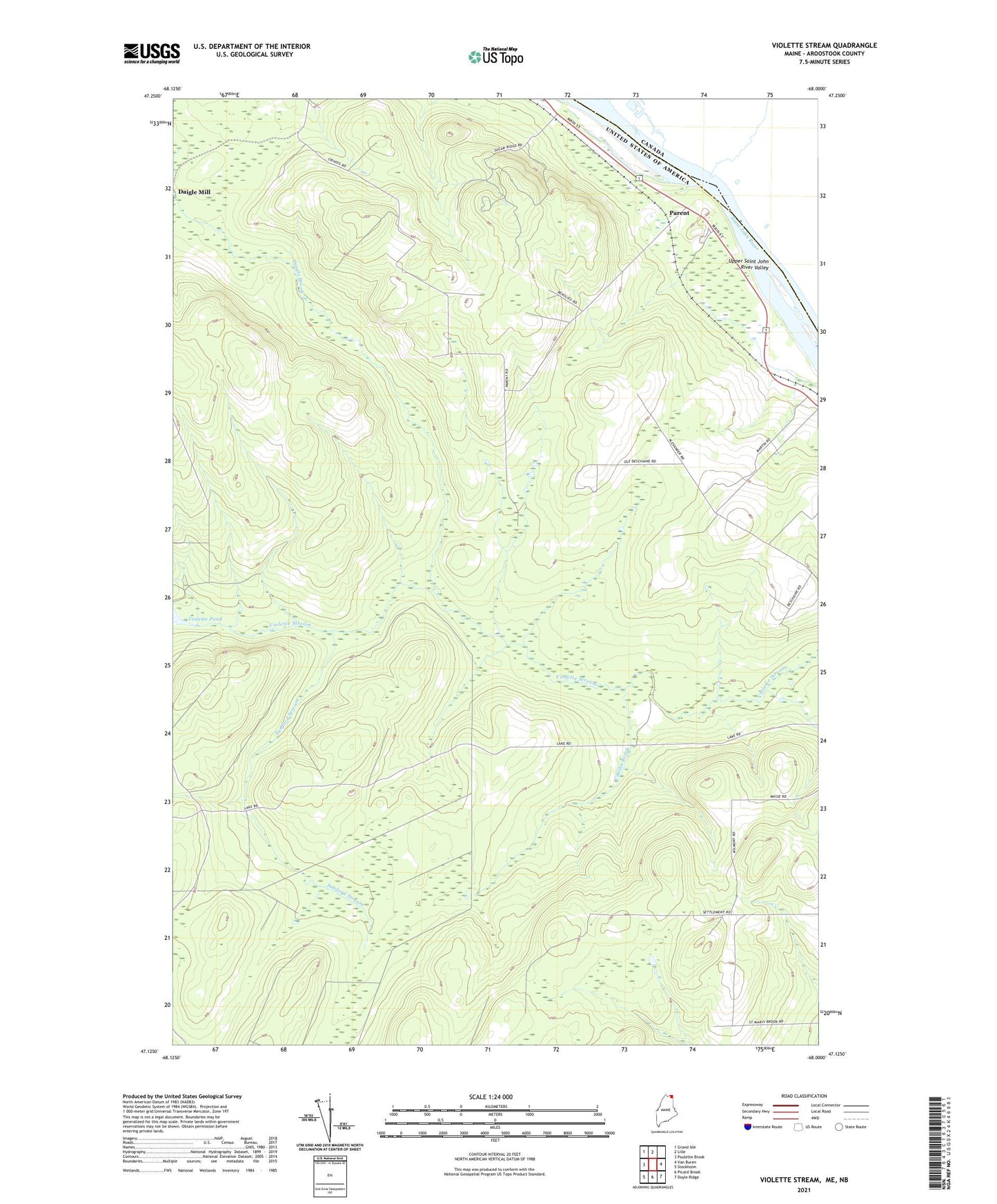 Violette Stream Maine US Topo Map Image