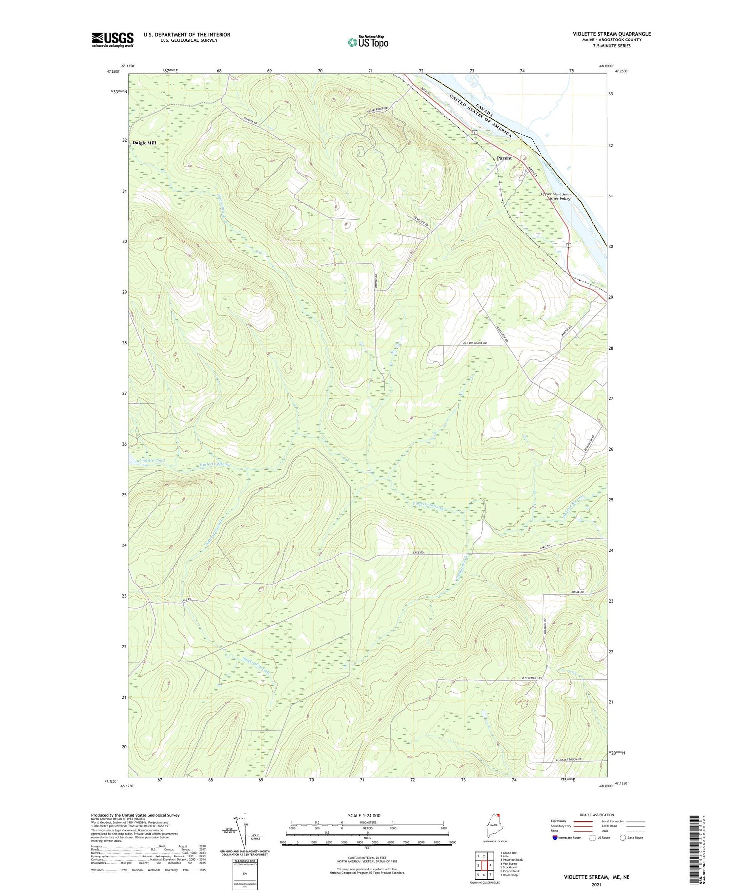 Violette Stream Maine US Topo Map Image
