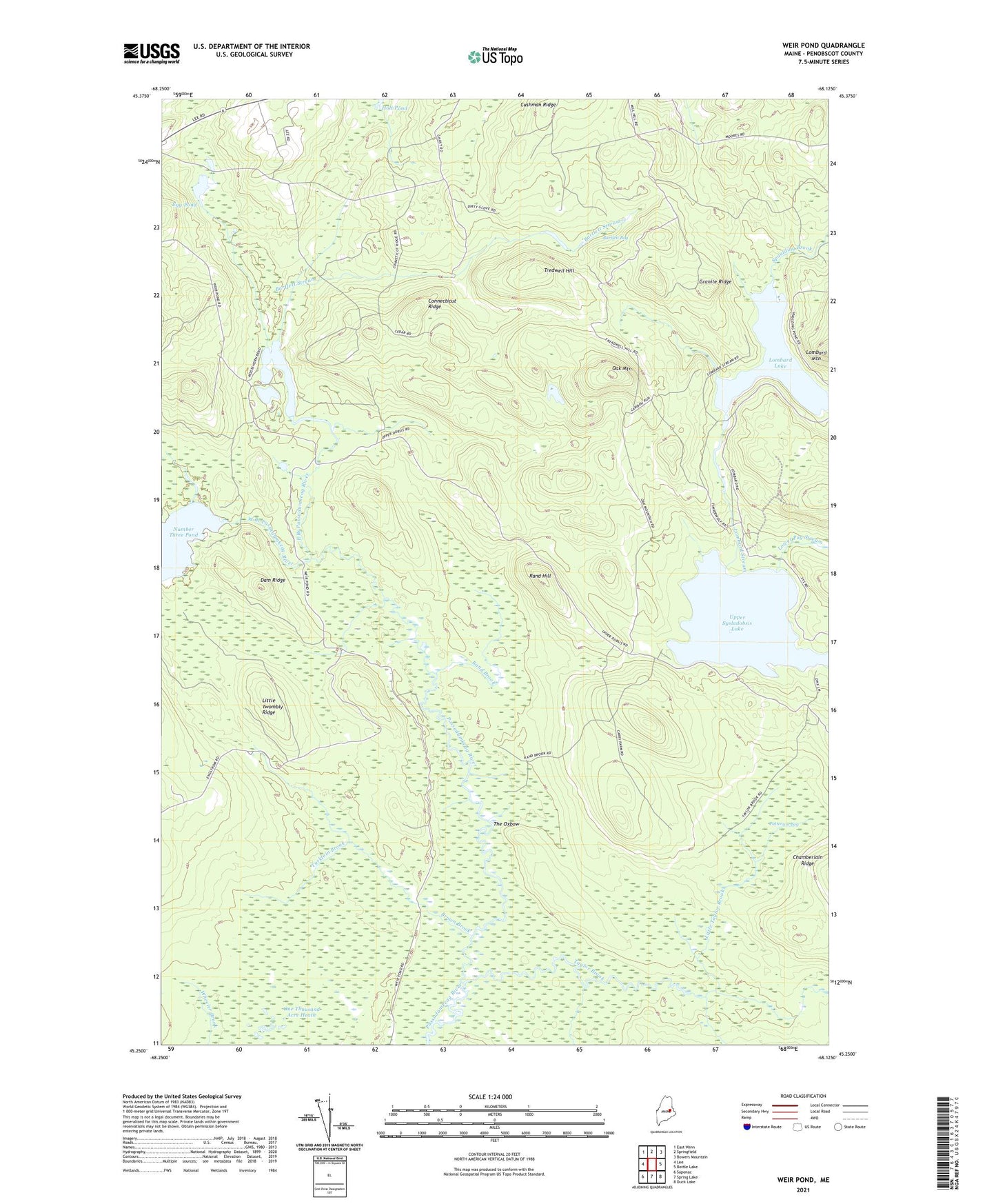 Weir Pond Maine US Topo Map Image