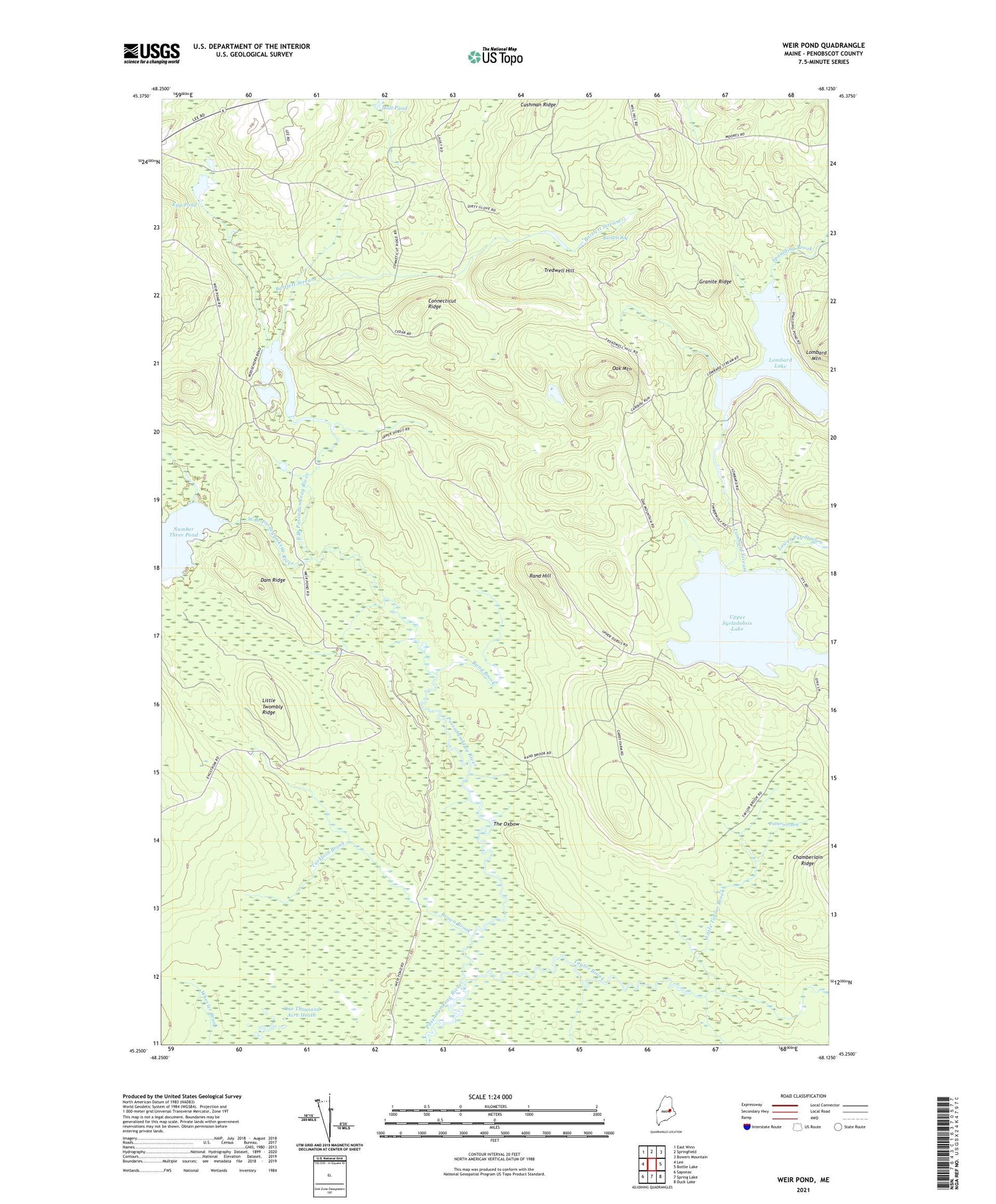 Weir Pond Maine US Topo Map Image