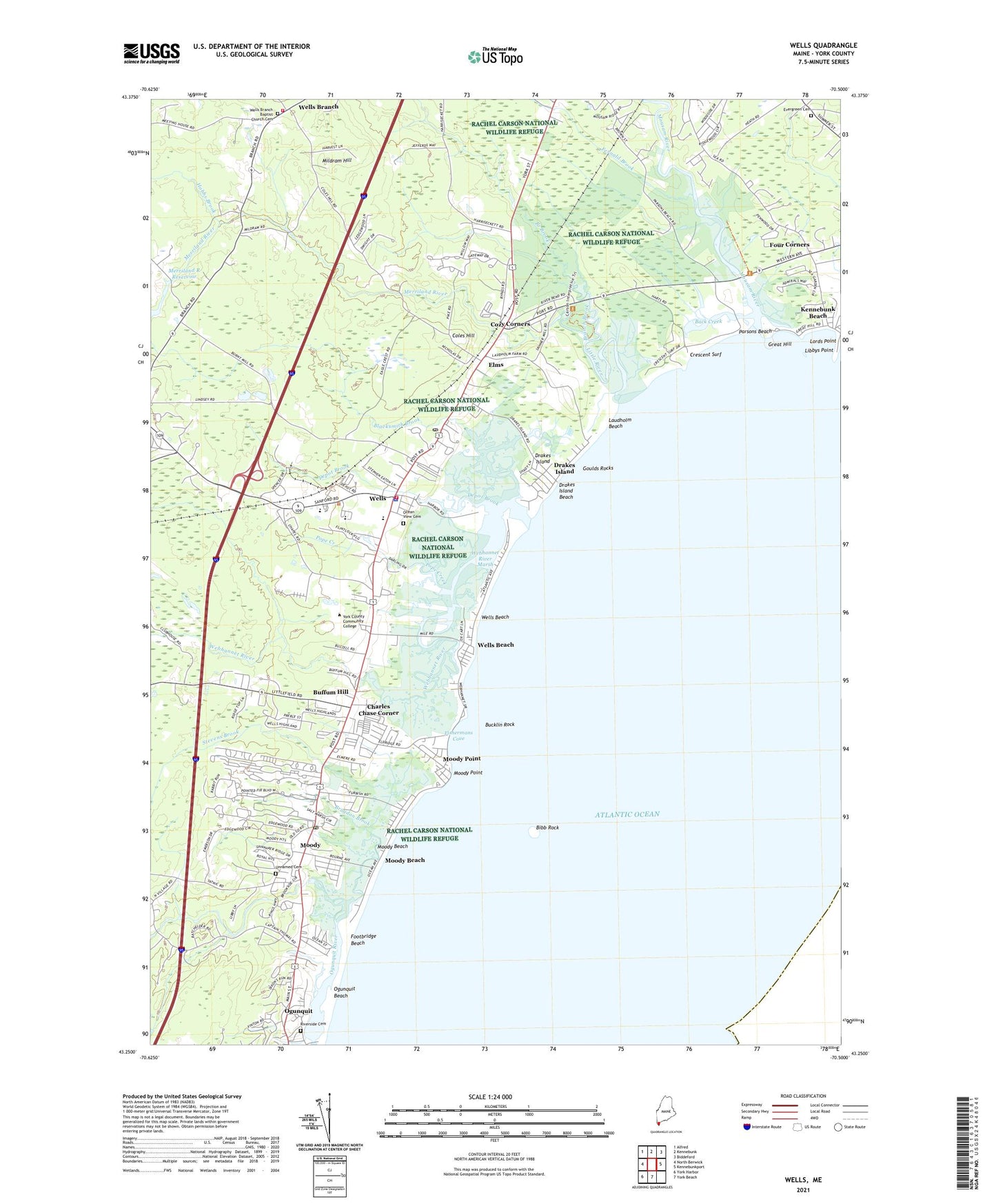 Wells Maine US Topo Map Image
