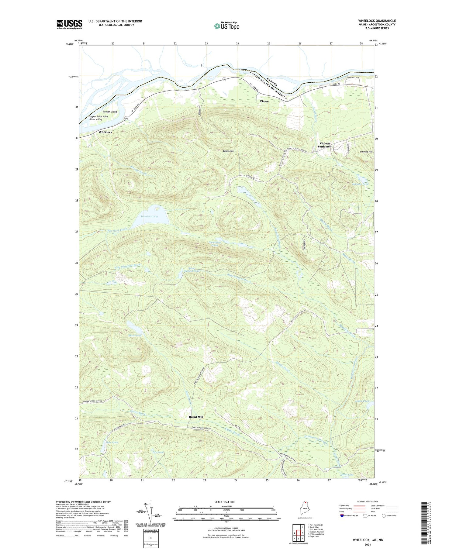 Wheelock Maine US Topo Map Image