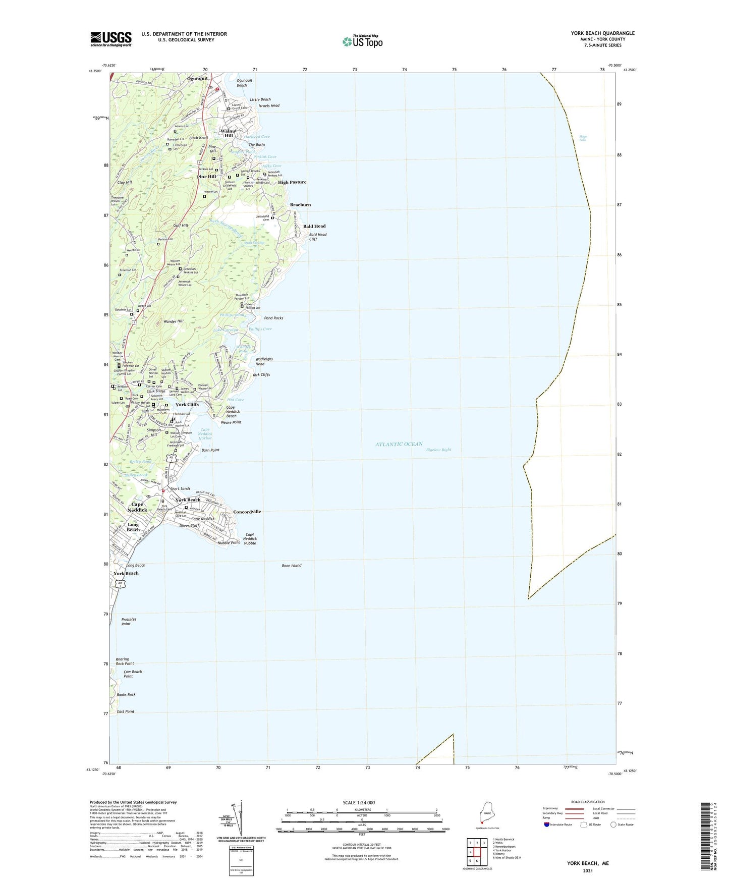 York Beach Maine US Topo Map Image