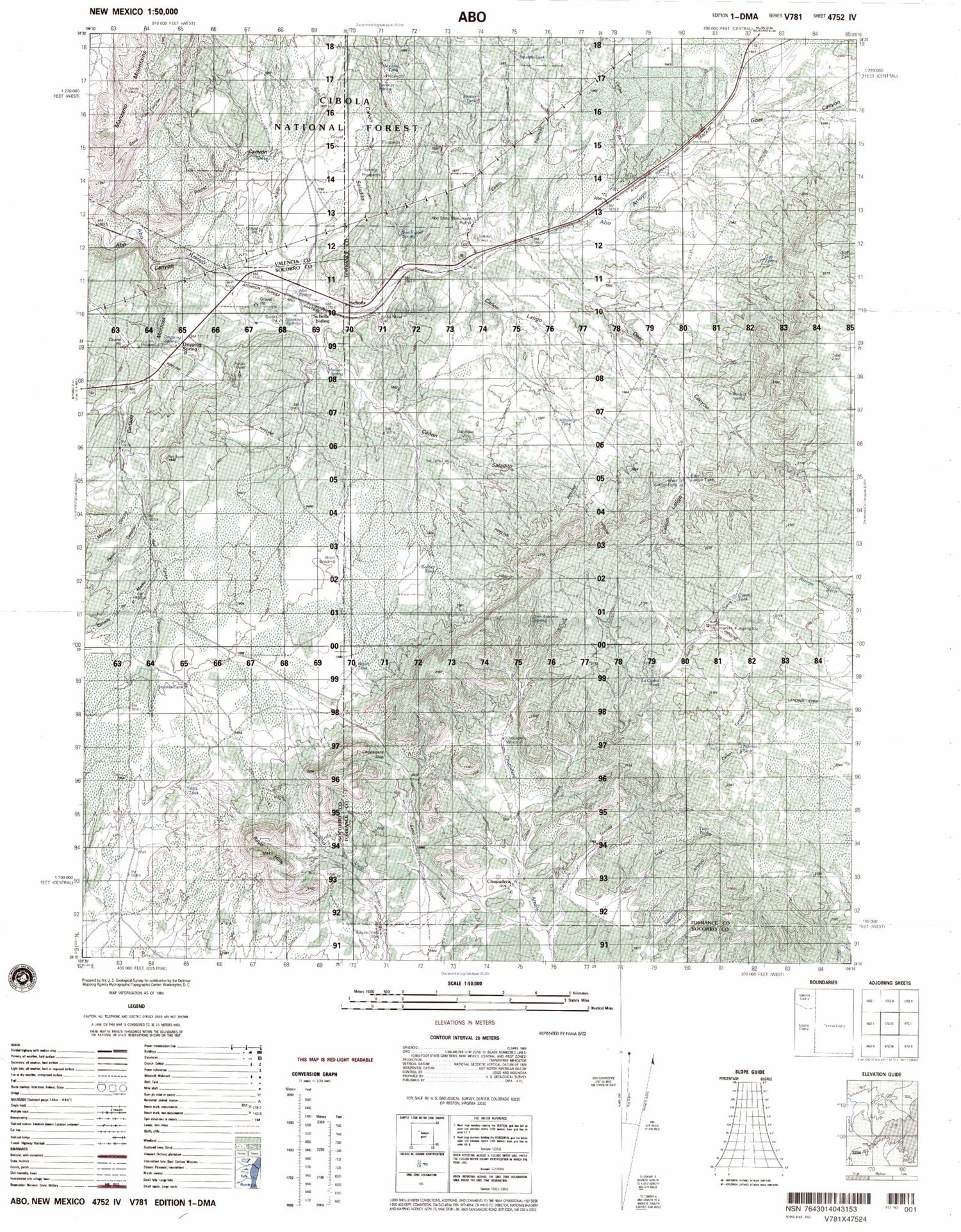 Abo New Mexico Military 1:50,000 Map