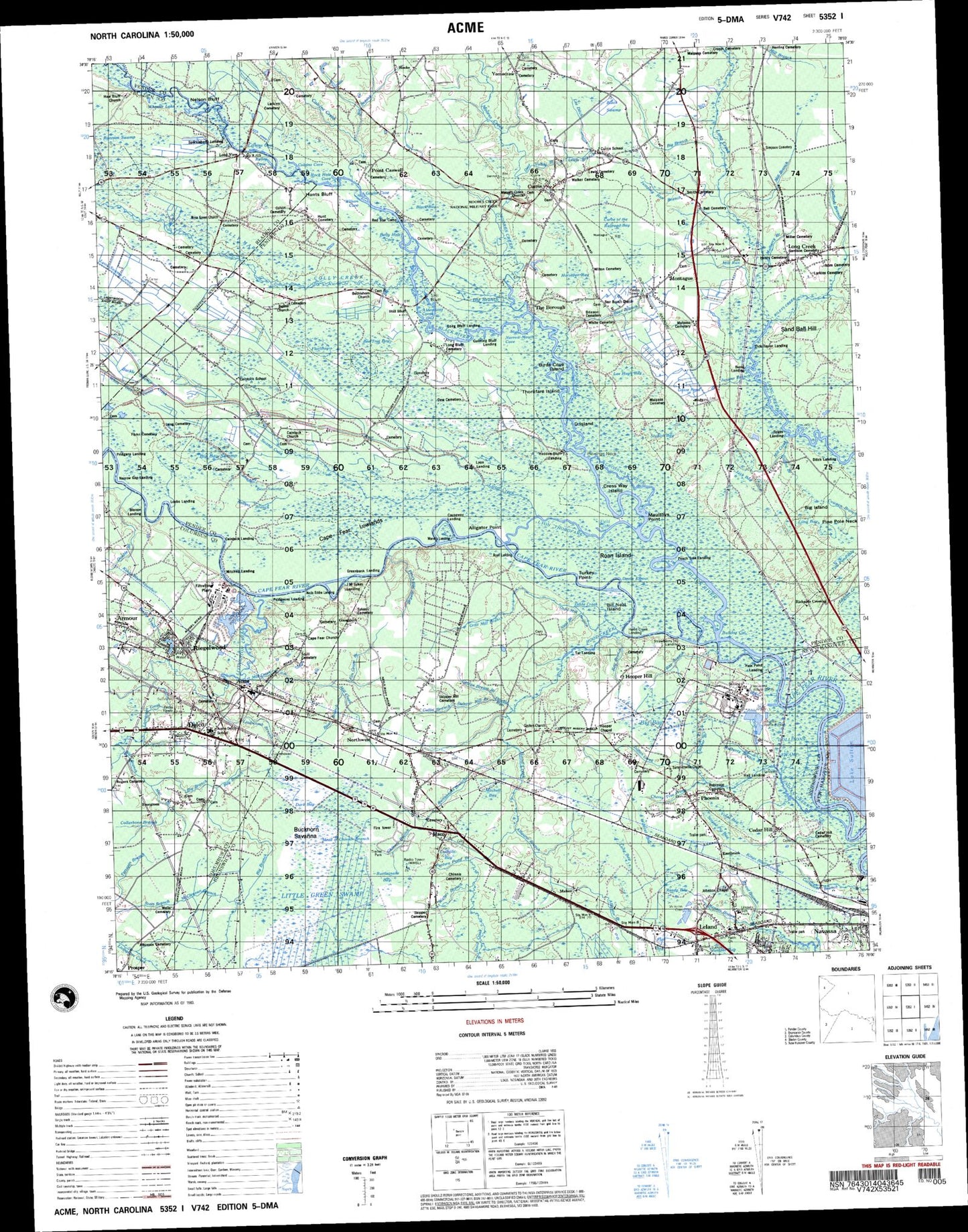 Acme North Carolina Military 1:50,000 Map