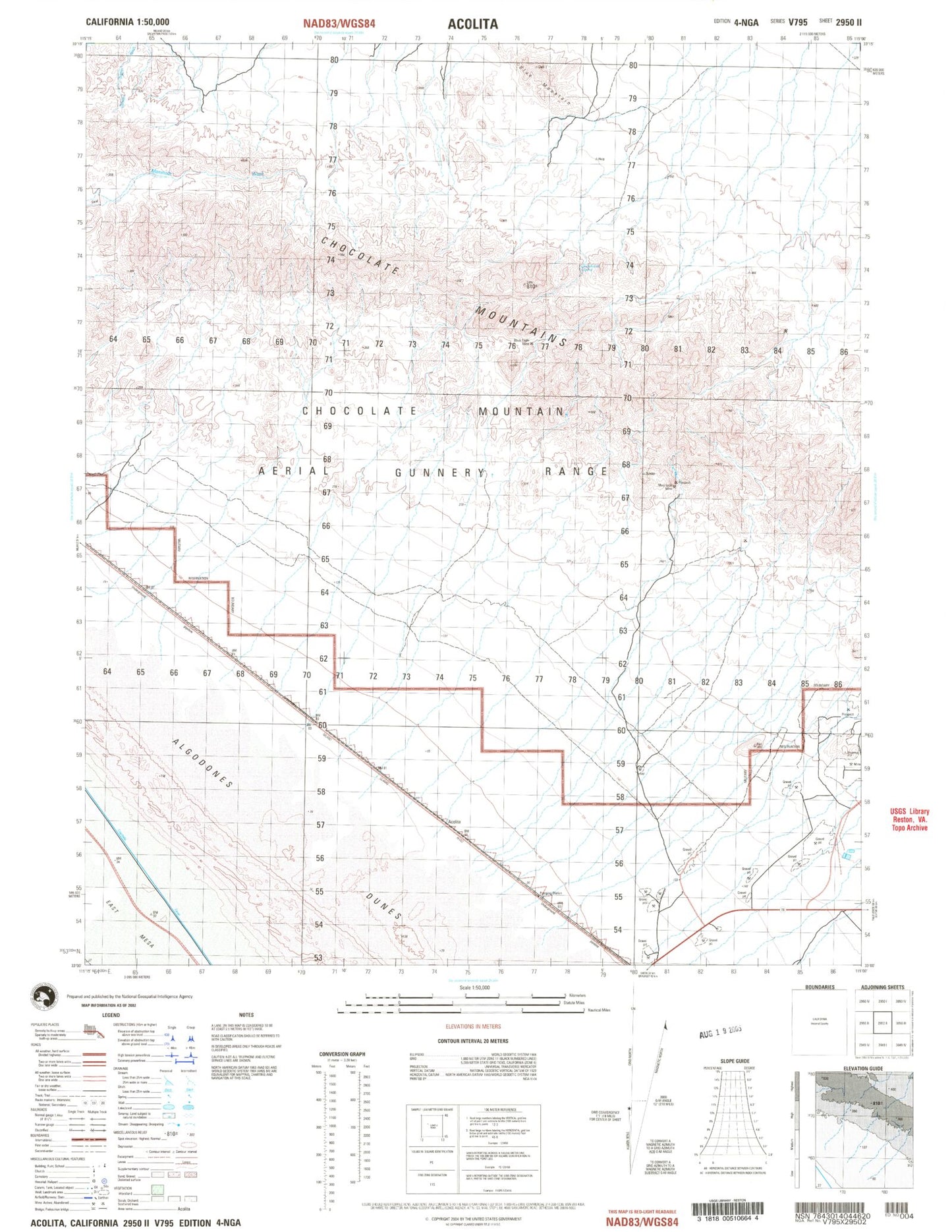 Acolita California Military 1:50,000 Map