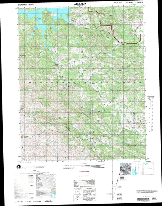 Adelaida California Military 1:50,000 Map