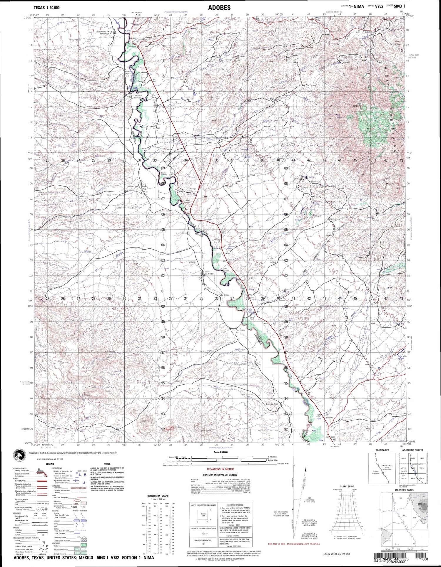 Adobes Texas Military 1:50,000 Map