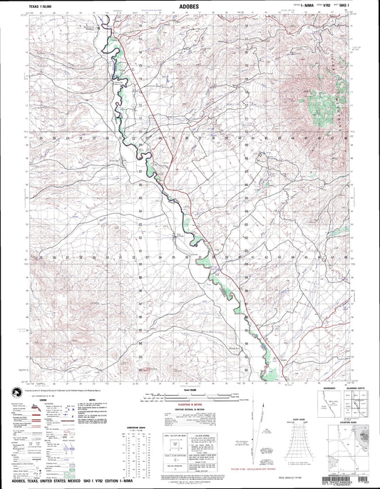 Adobes Texas Military 1:50,000 Map