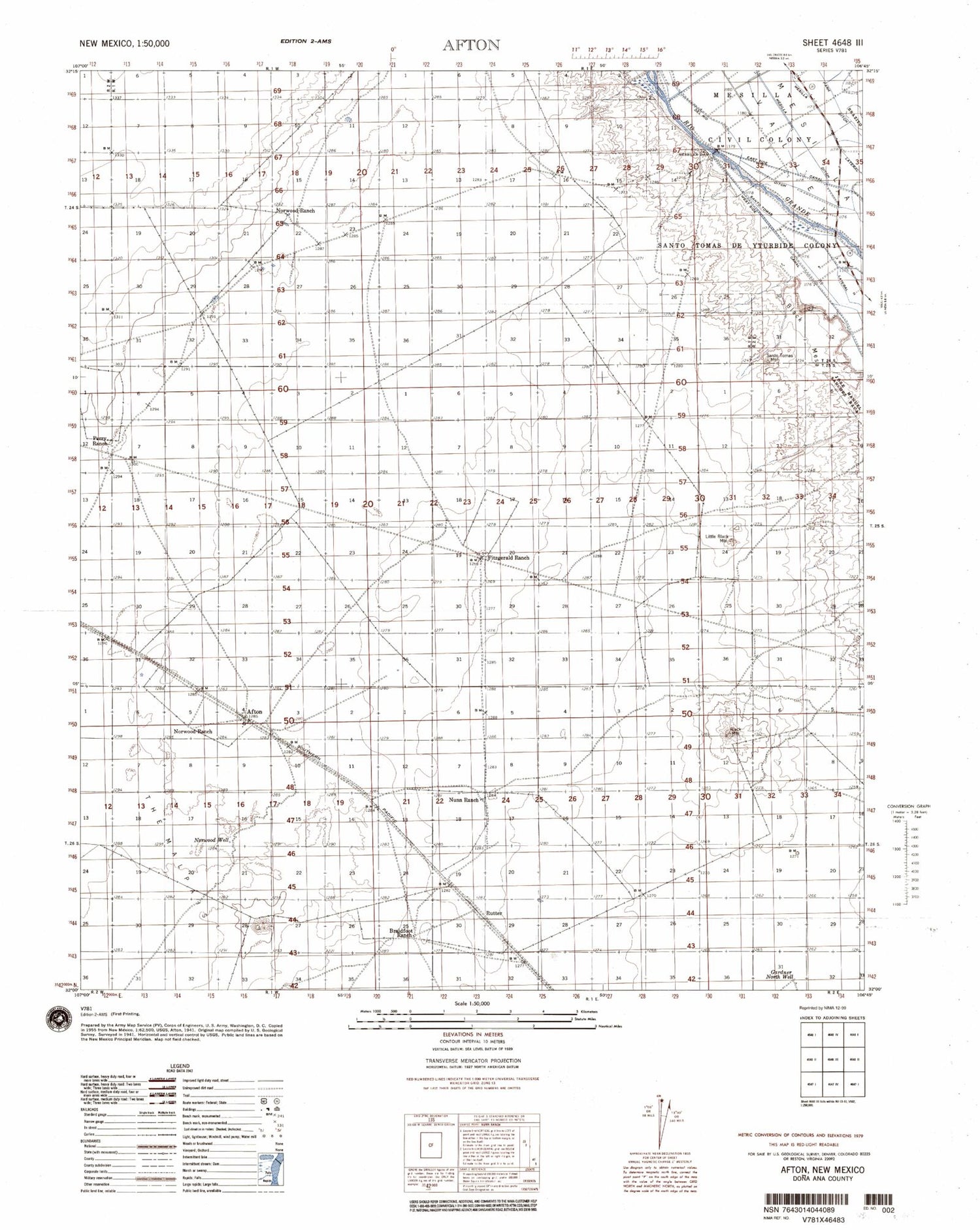 Afton New Mexico Military 1:50,000 Map