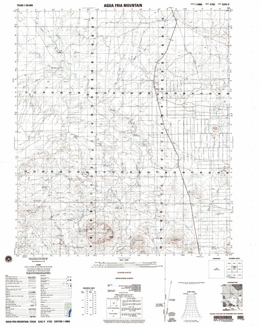 Agua Fria Mountain Texas Military 1:50,000 Map