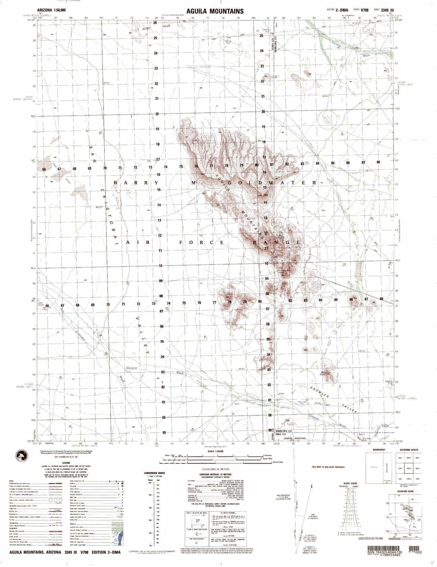 Aguila Mountains Arizona Military 1:50,000 Map