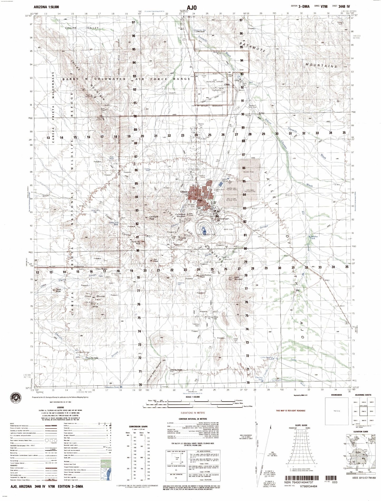 Ajo Arizona Military 1:50,000 Map