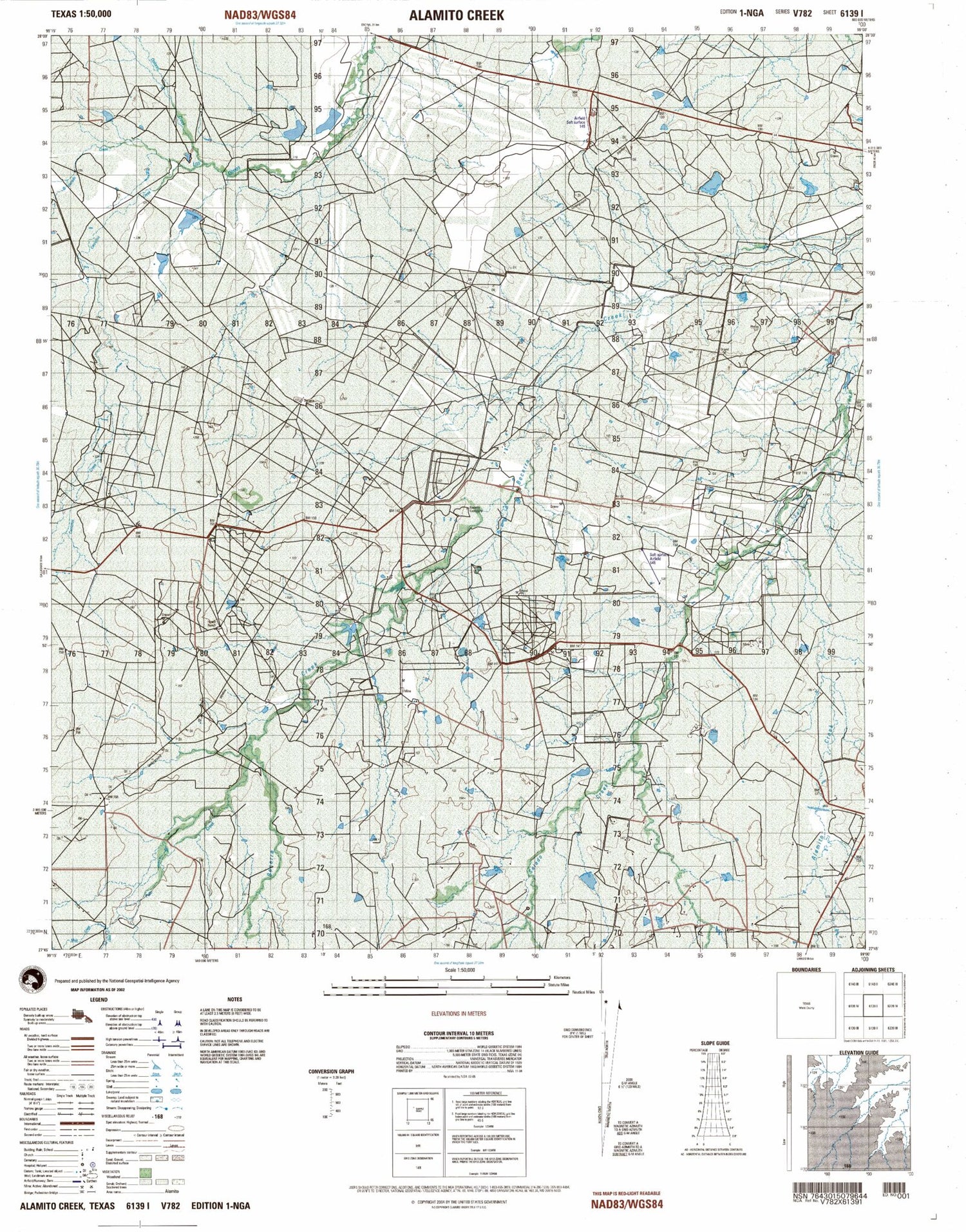 Alamito Creek Texas Military 1:50,000 Map