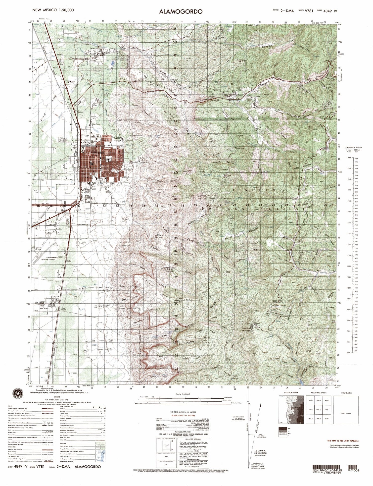 Alamogordo New Mexico Military 1:50,000 Map