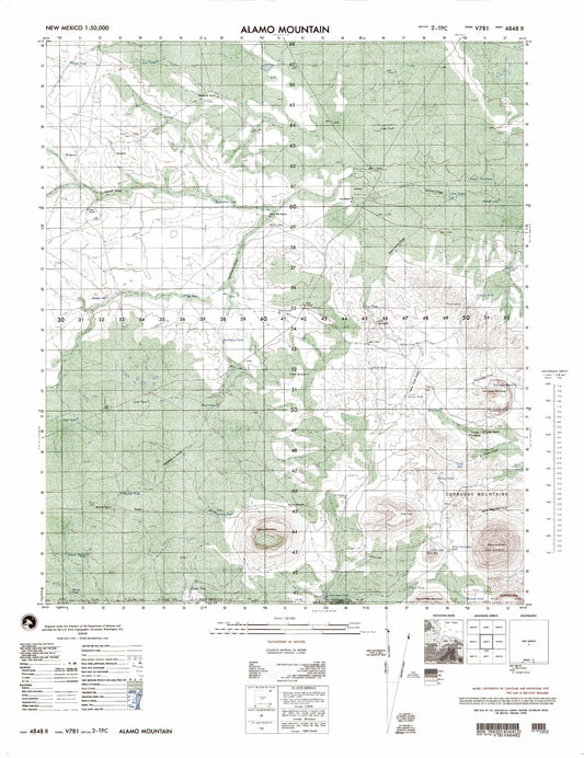 Alamo Mountain New Mexico Military 1:50,000 Map