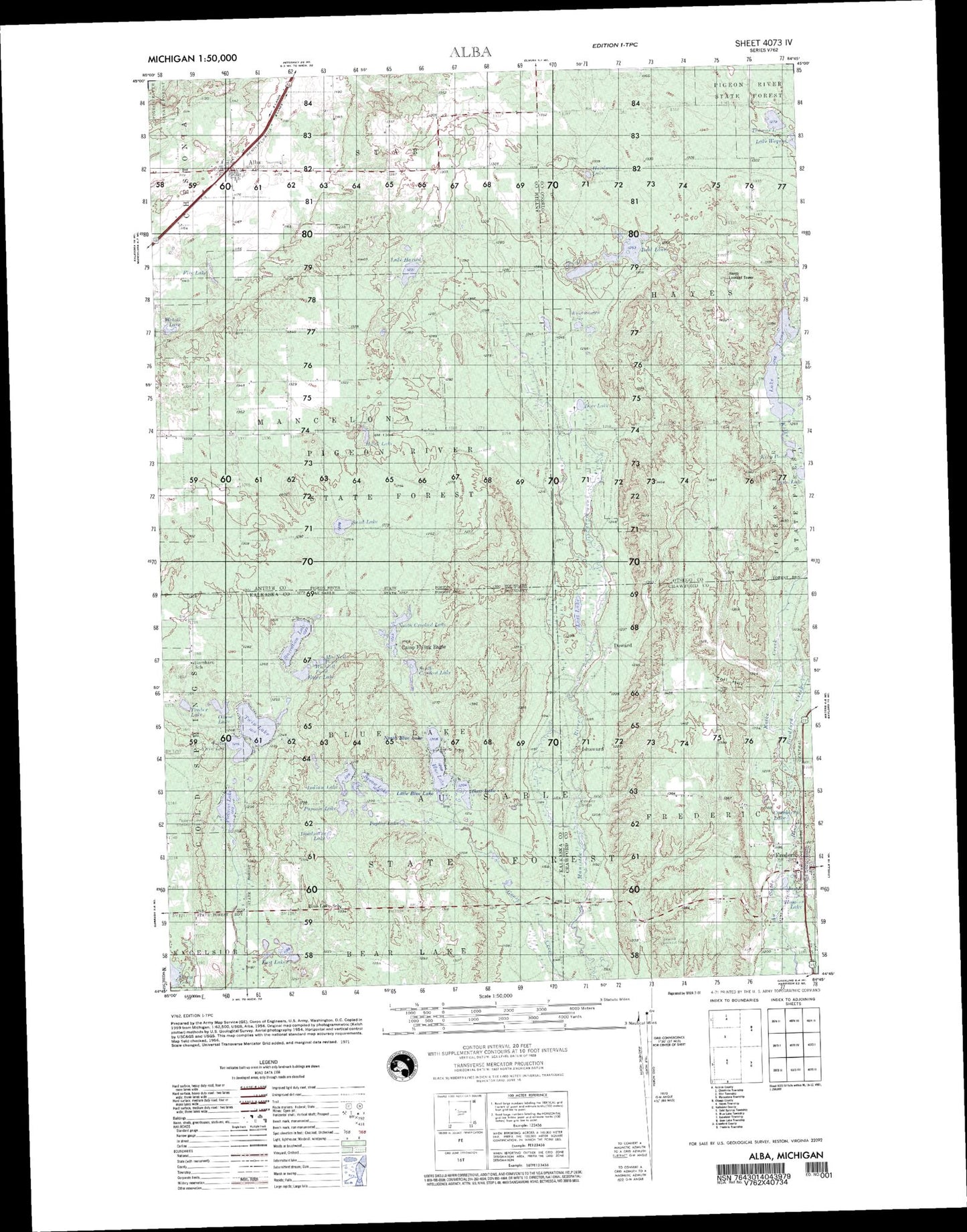 Alba Michigan Military 1:50,000 Map