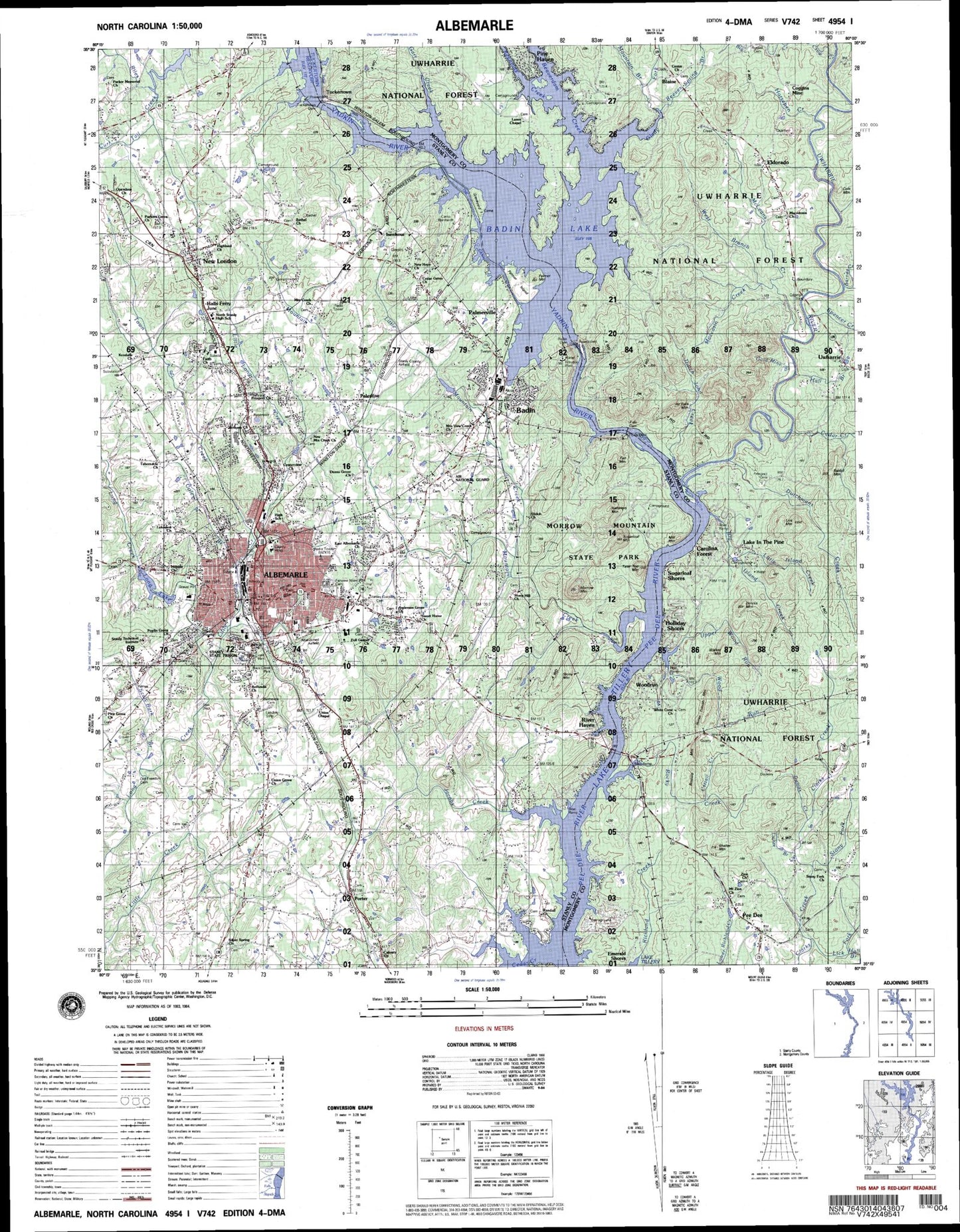 Albemarle North Carolina Military 1:50,000 Map