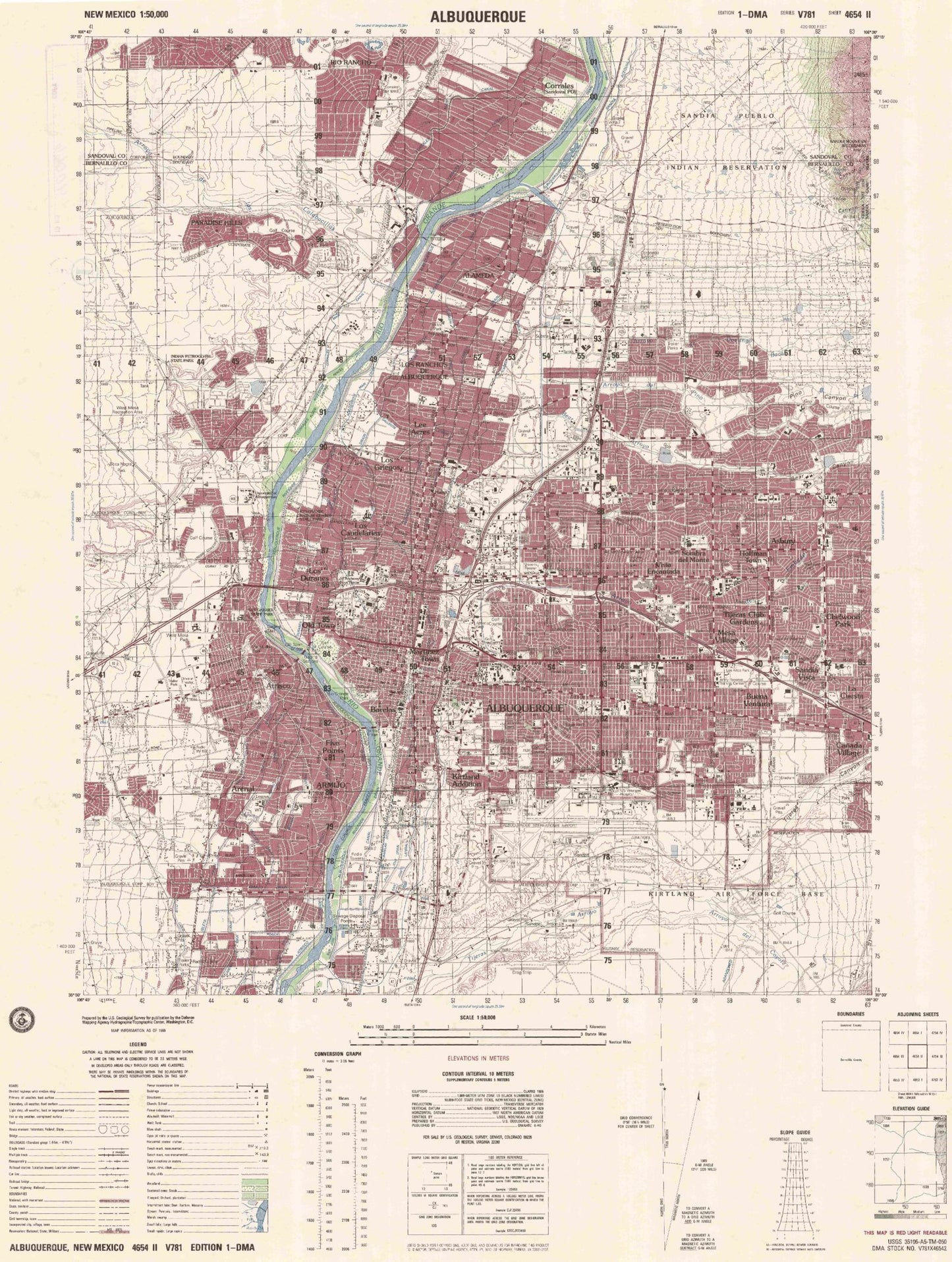 Albuquerque New Mexico Military 1:50,000 Map