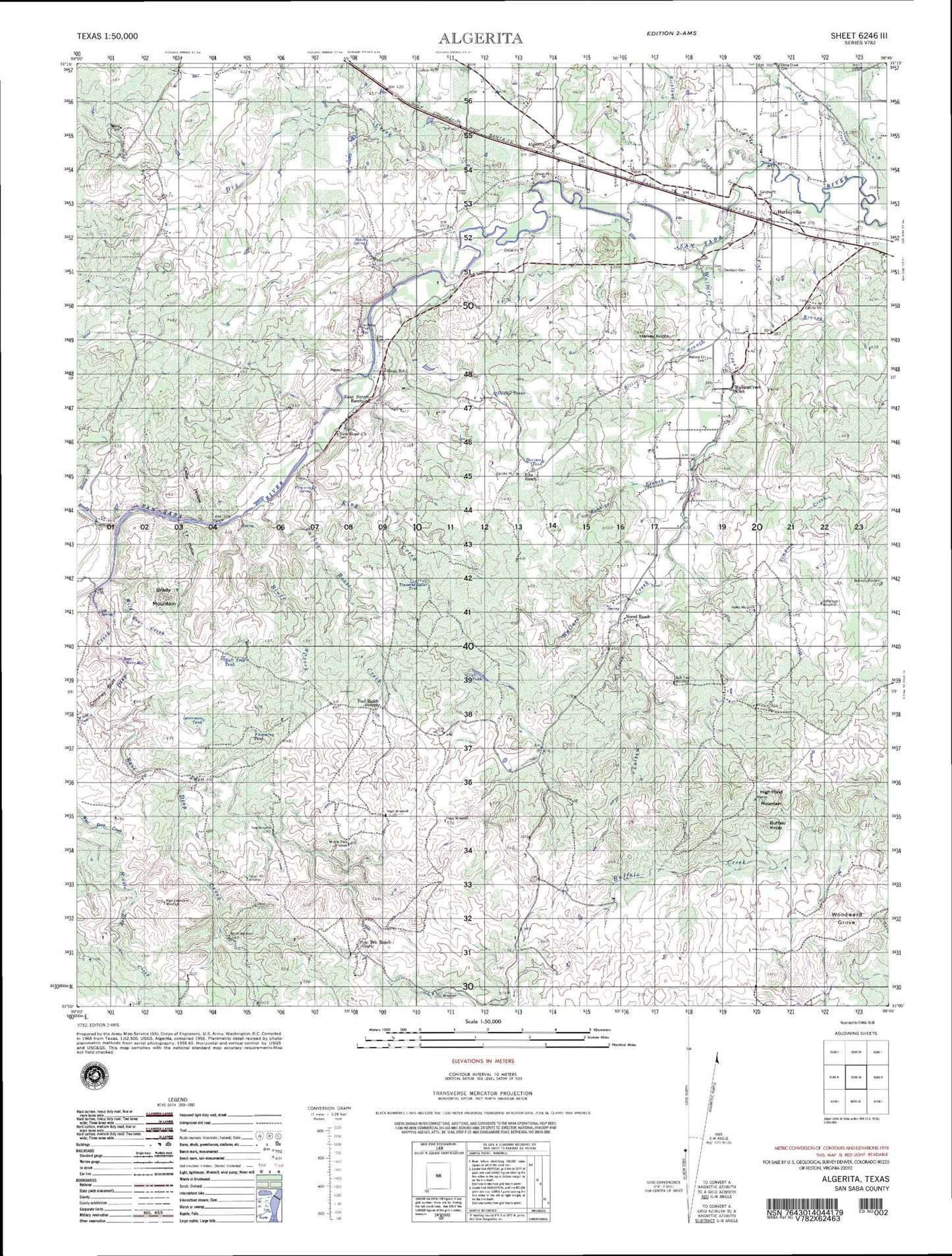 Algerita Texas Military 1:50,000 Map