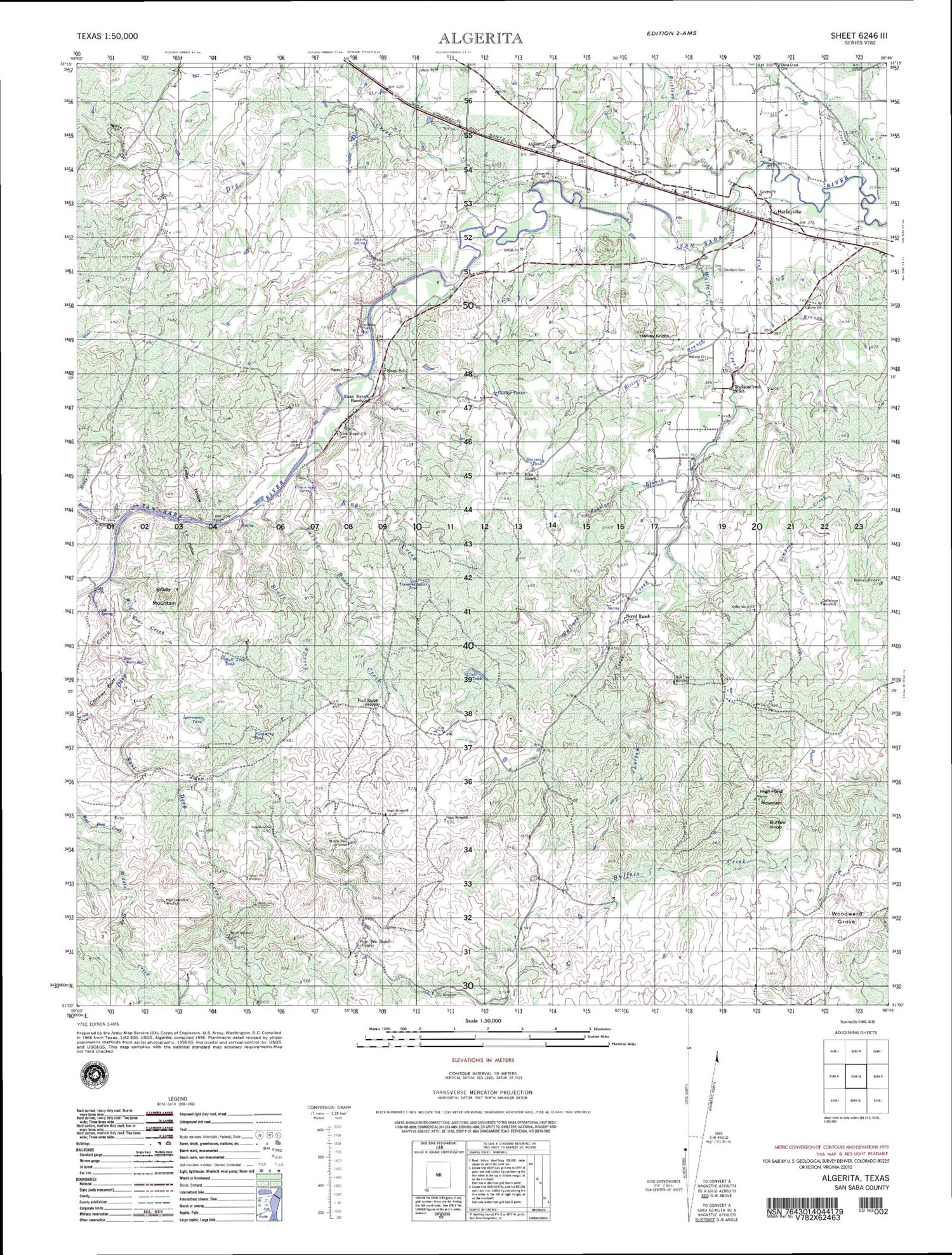 Algerita Texas Military 1:50,000 Map