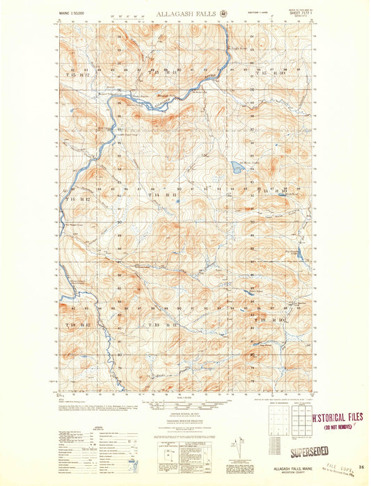 Allagash Falls Maine Military 1:50,000 Map