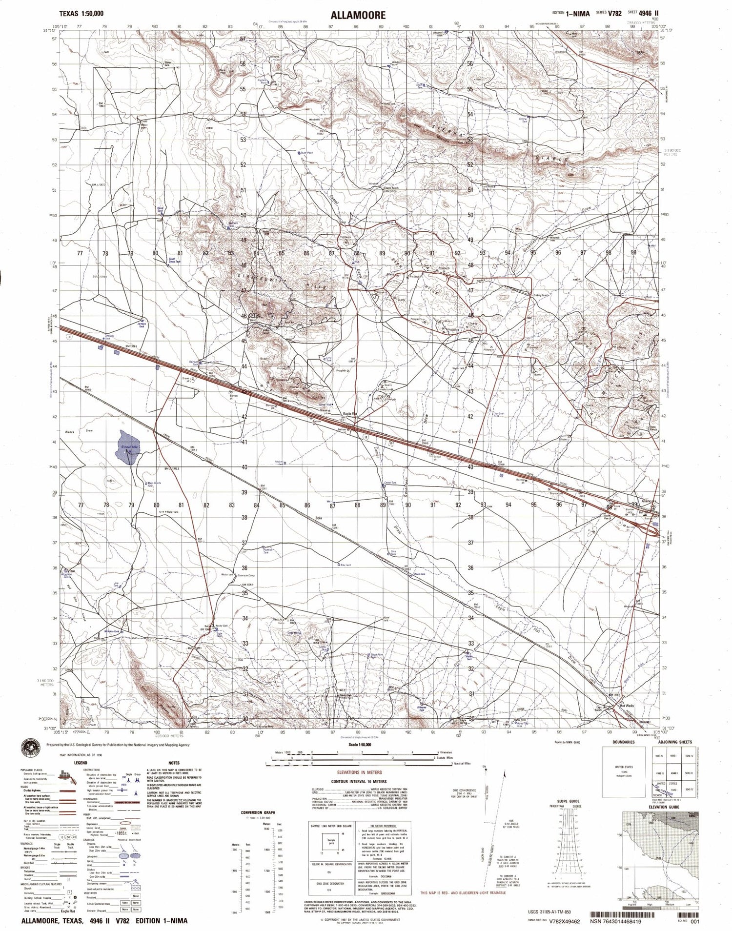 Allamoore Texas Military 1:50,000 Map