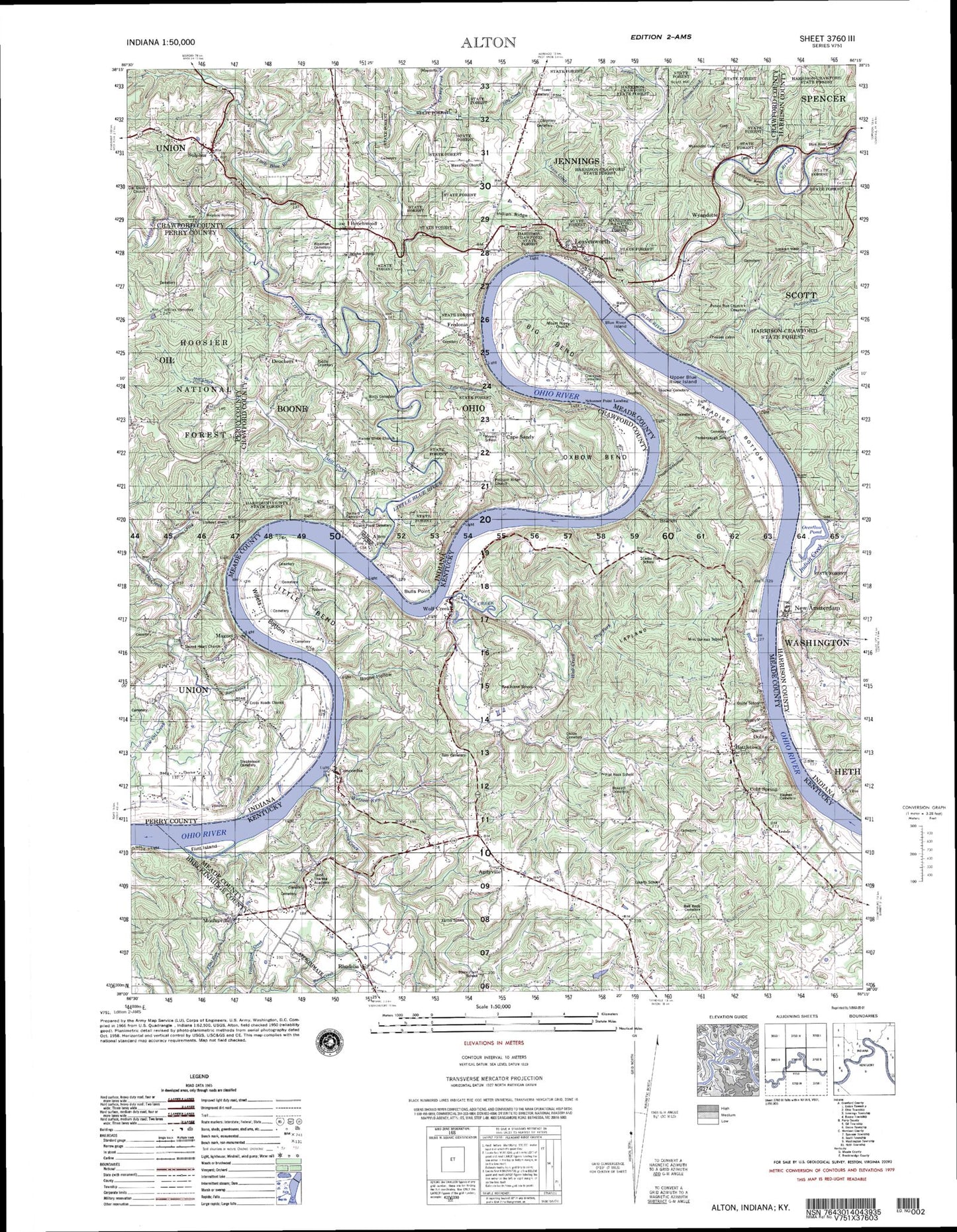 Alton Indiana Military 1:50,000 Map