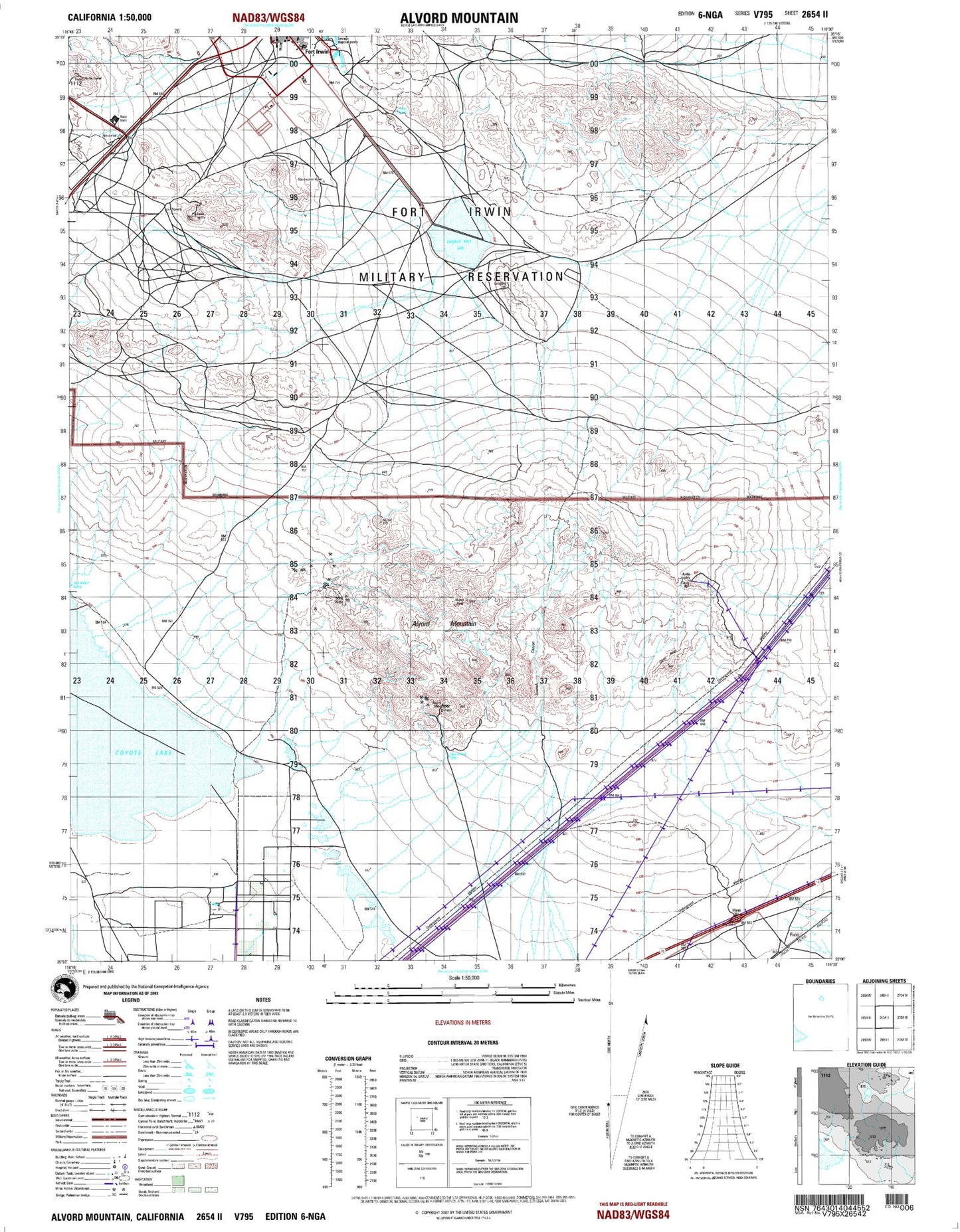 Alvord Mountain California Military 1:50,000 Map