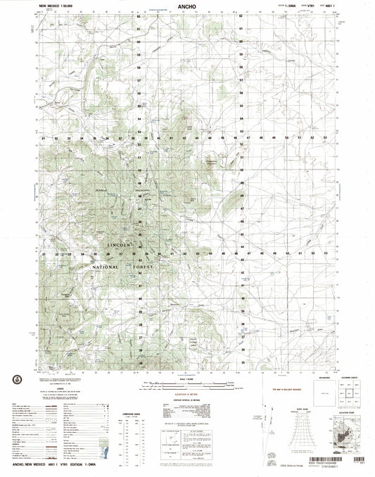 Ancho New Mexico Military 1:50,000 Map