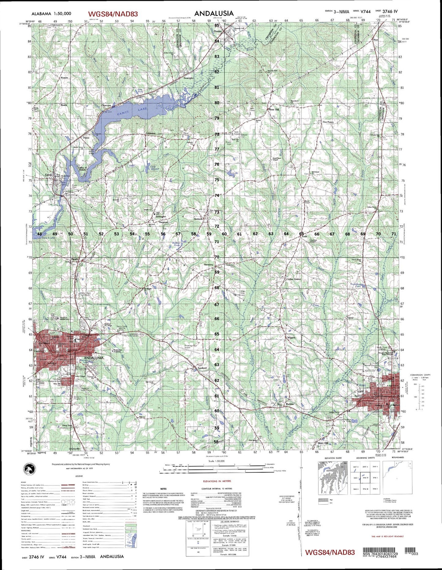 Andalusia Alabama Military 1:50,000 Map