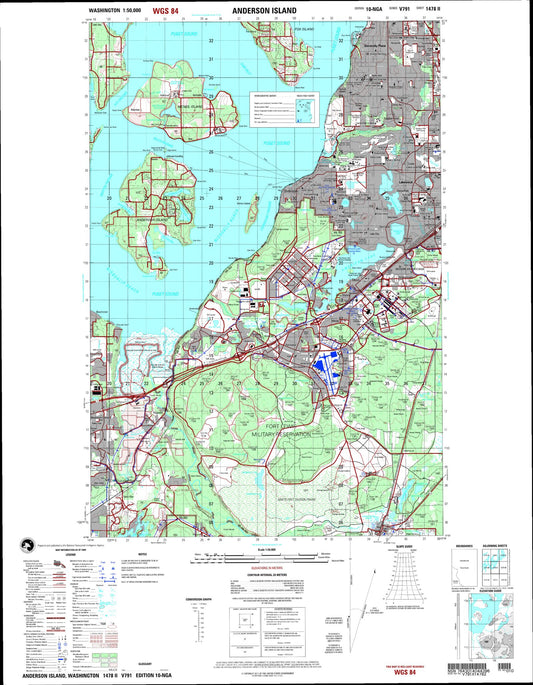 Andreson Island Washington Military 1:50,000 Map