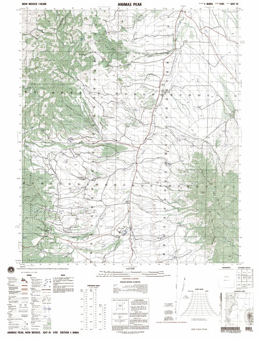 Animas Peak New Mexico Military 1:50,000 Map