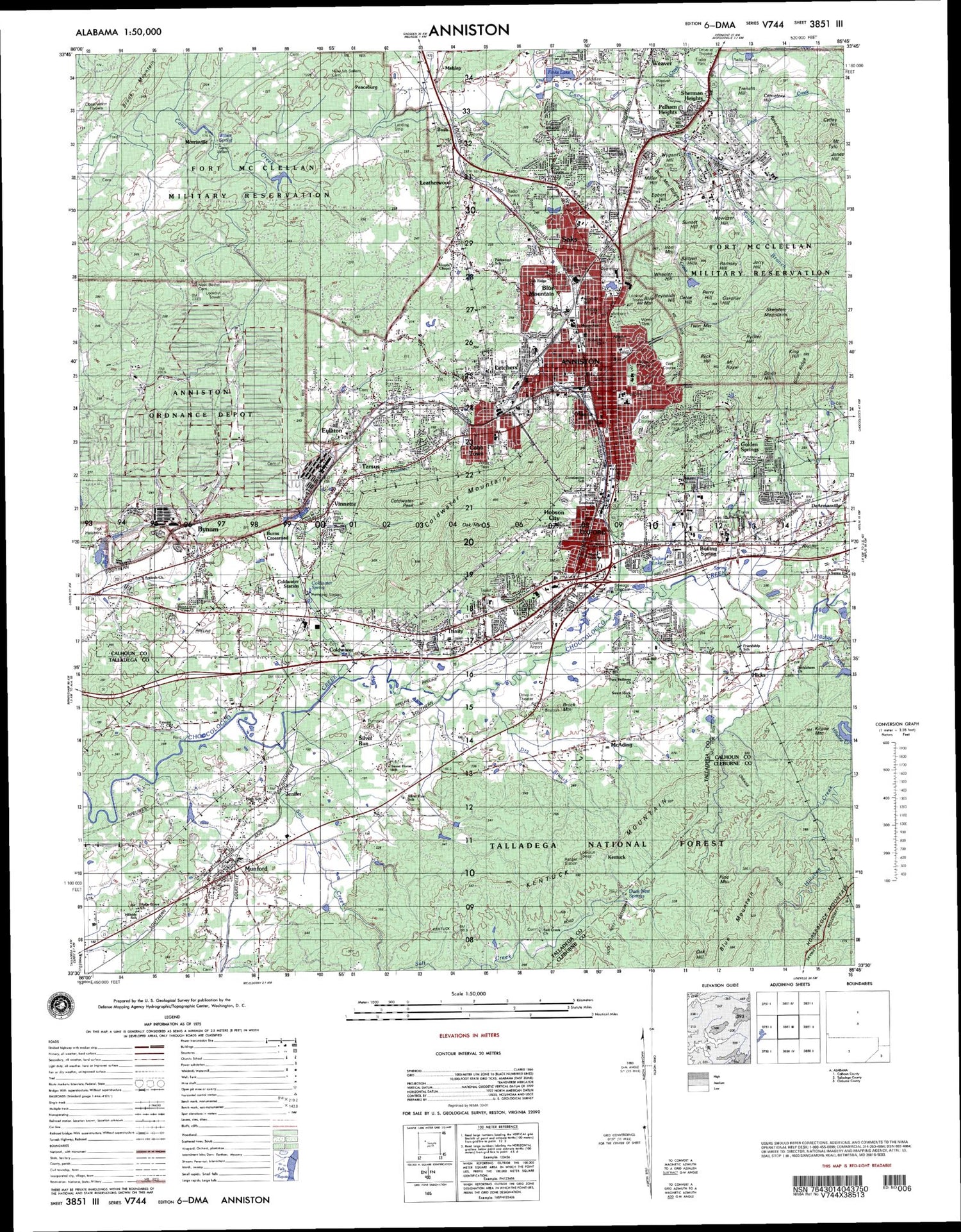 Anniston Alabama Military 1:50,000 Map