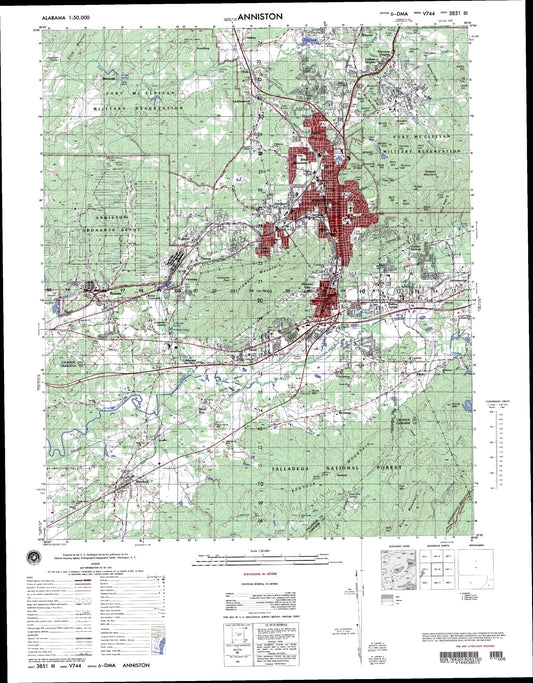 Anniston Alabama Military 1:50,000 Map