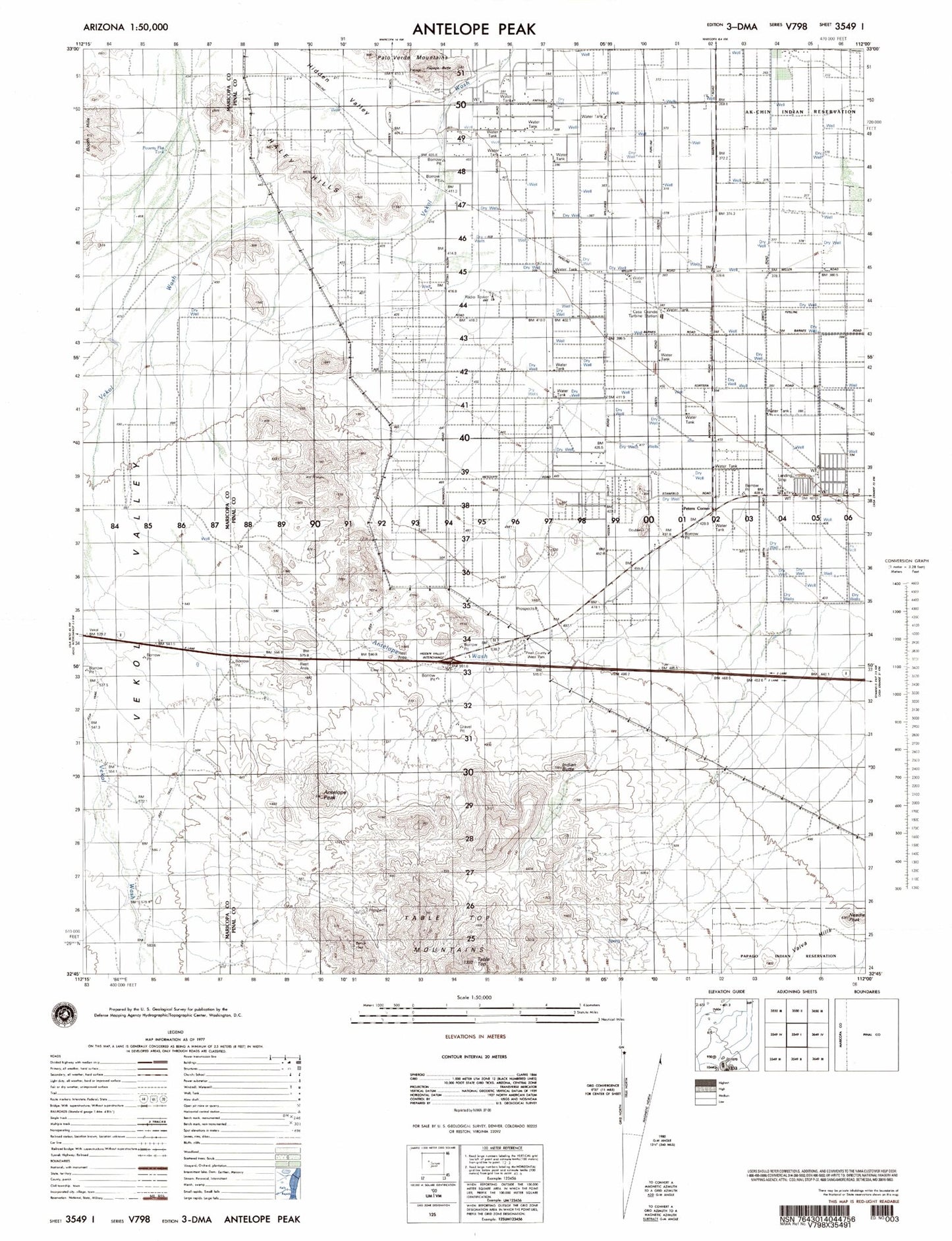 Antelope Peak Arizona Military 1:50,000 Map